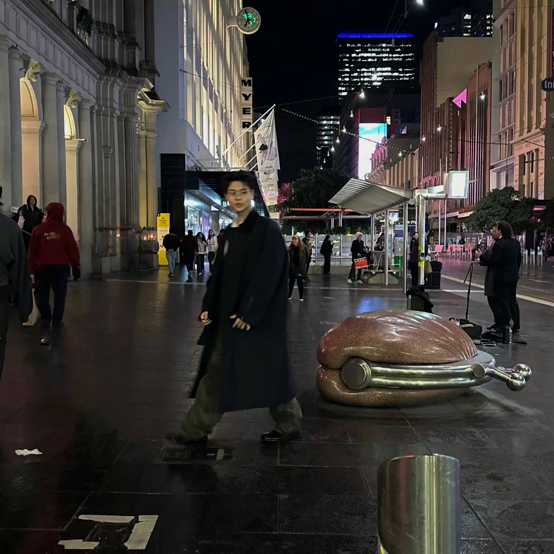 Haleine Long Wool Mac Coat Navy Check (VJ311), ersco Leopard Baggy Trousers Khaki 착용 스타일 - 1