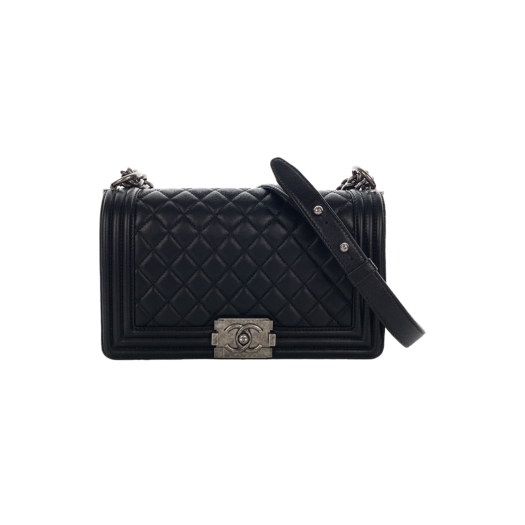 A67085-Y09953-94305 Chanel Boy Bag Small Black Vintage Silver Calfskin