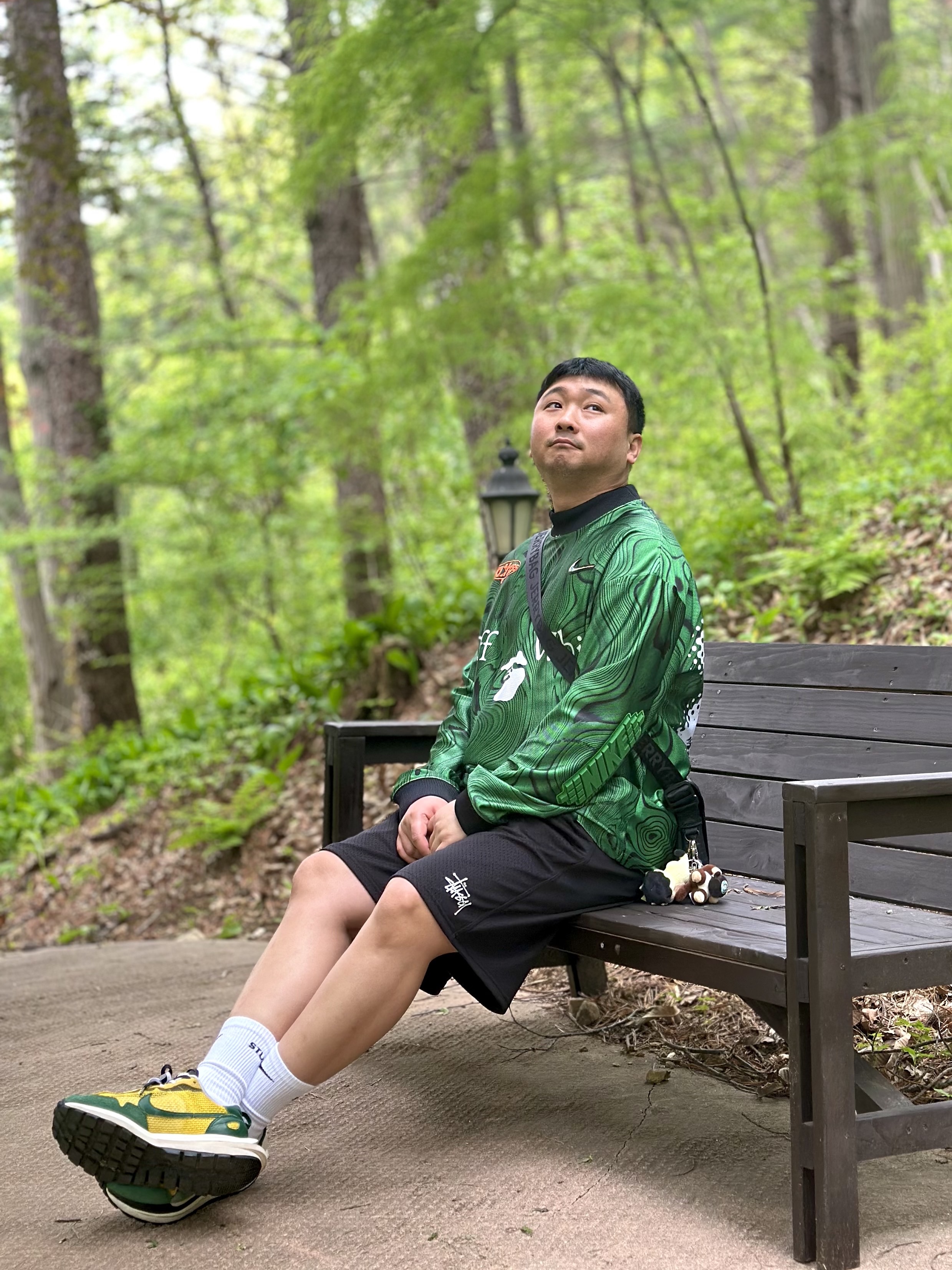 Nike x Off-White Allover Print Jersey Kelly Green - Asia, Stussy Basic Mesh Shorts Black 착용 스타일