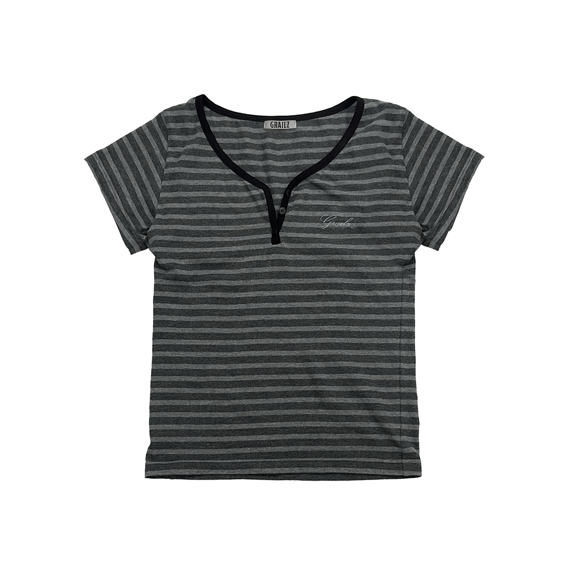 GR25SSFS07GR GRAILZ Button Stripe Top Grey