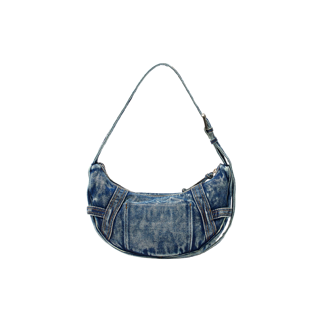MATIN KIM ■ WASHED DENIM MINI HOBO BAG MATIN WASHED DENIM MINI HOBO BAG IN BLUE – Matin Kim
