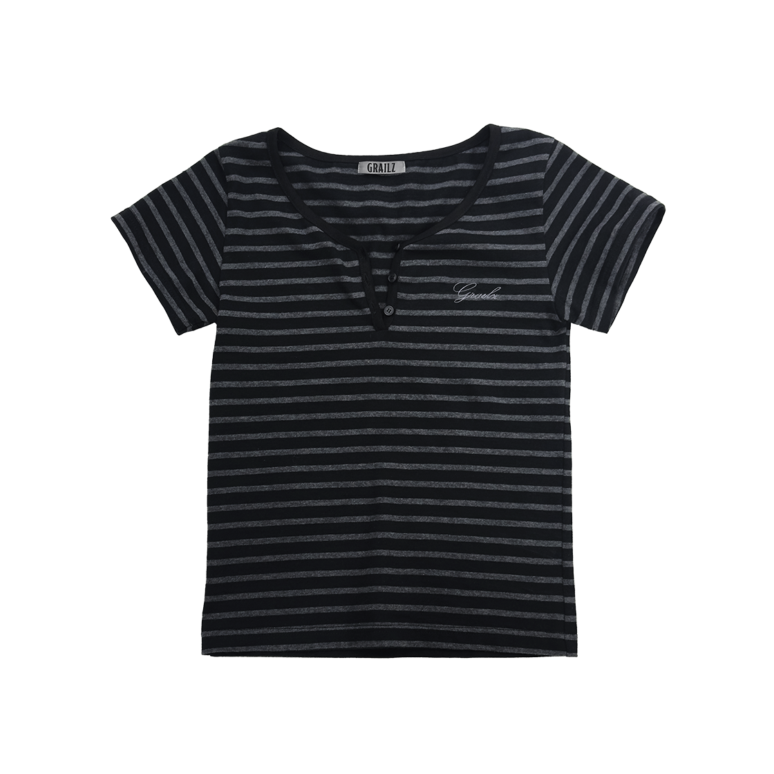 GR25SSFS07BK GRAILZ Button Stripe Top Black
