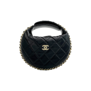 Chanel Chain Trimming Pouch Black Gold Lambskin