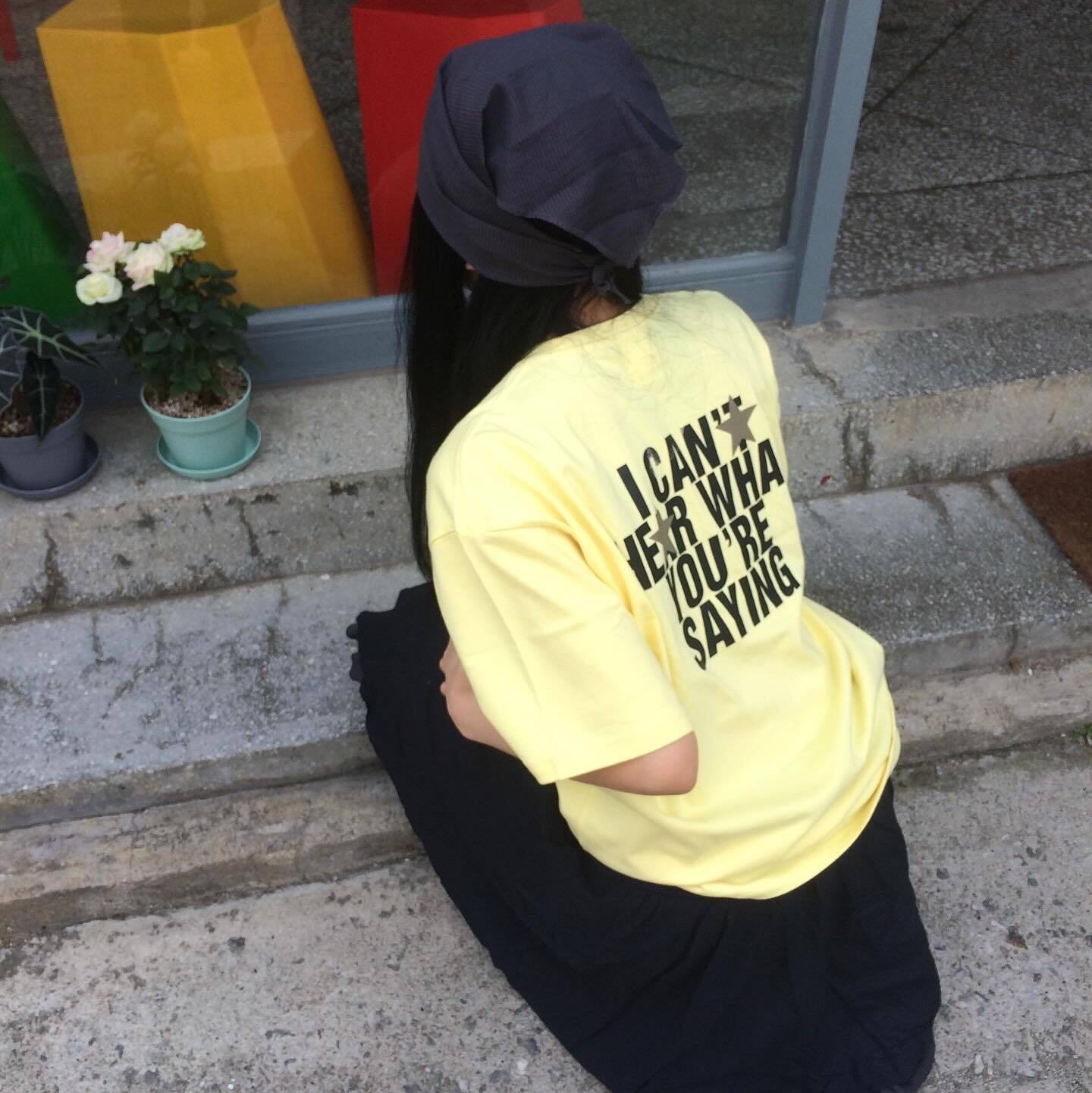 Thevinylhouse Star T-Shirt Yellow 착용 스타일