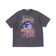 BAPE Heavy Washed Logo Relaxed Fit T-Shirt Charcoal