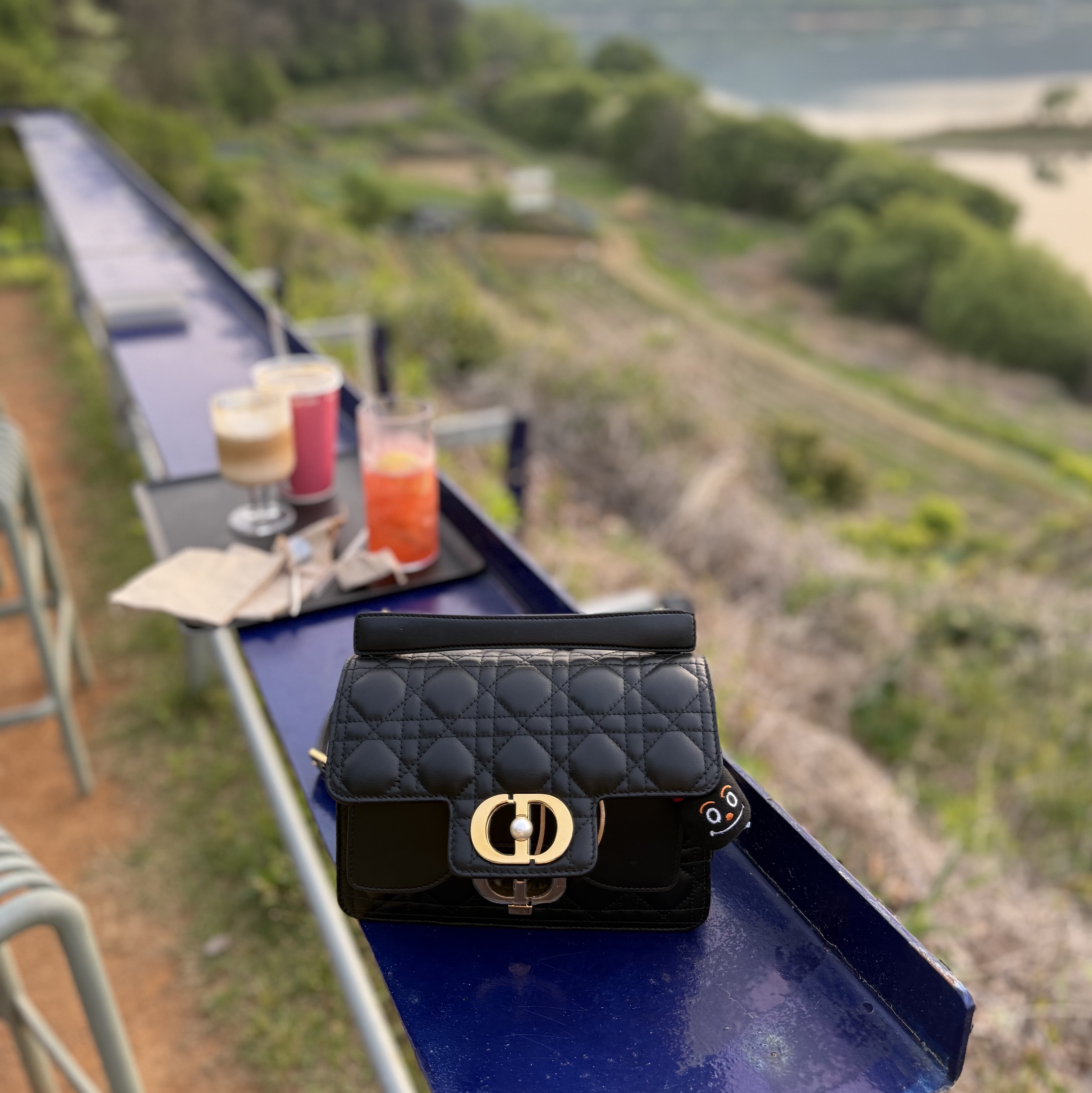 Dior Small Jolie Top Handle Bag Cannage Calfskin Black 착용 스타일 - 2