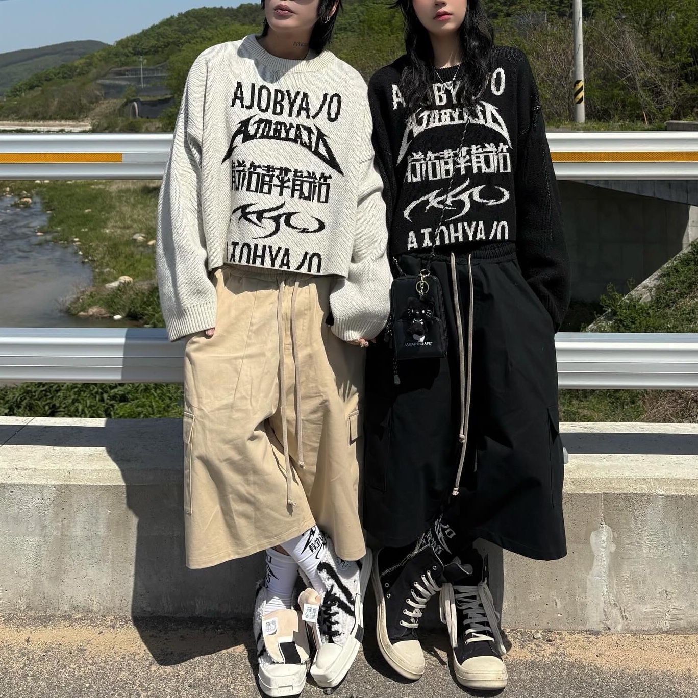 Rick Owens Drkshdw Calf Leather Penta Sneakers Black Milk White, Converse x Drkshdw Turbodrk Chuck 70 Hi Lilly White 착용 스타일 - 2