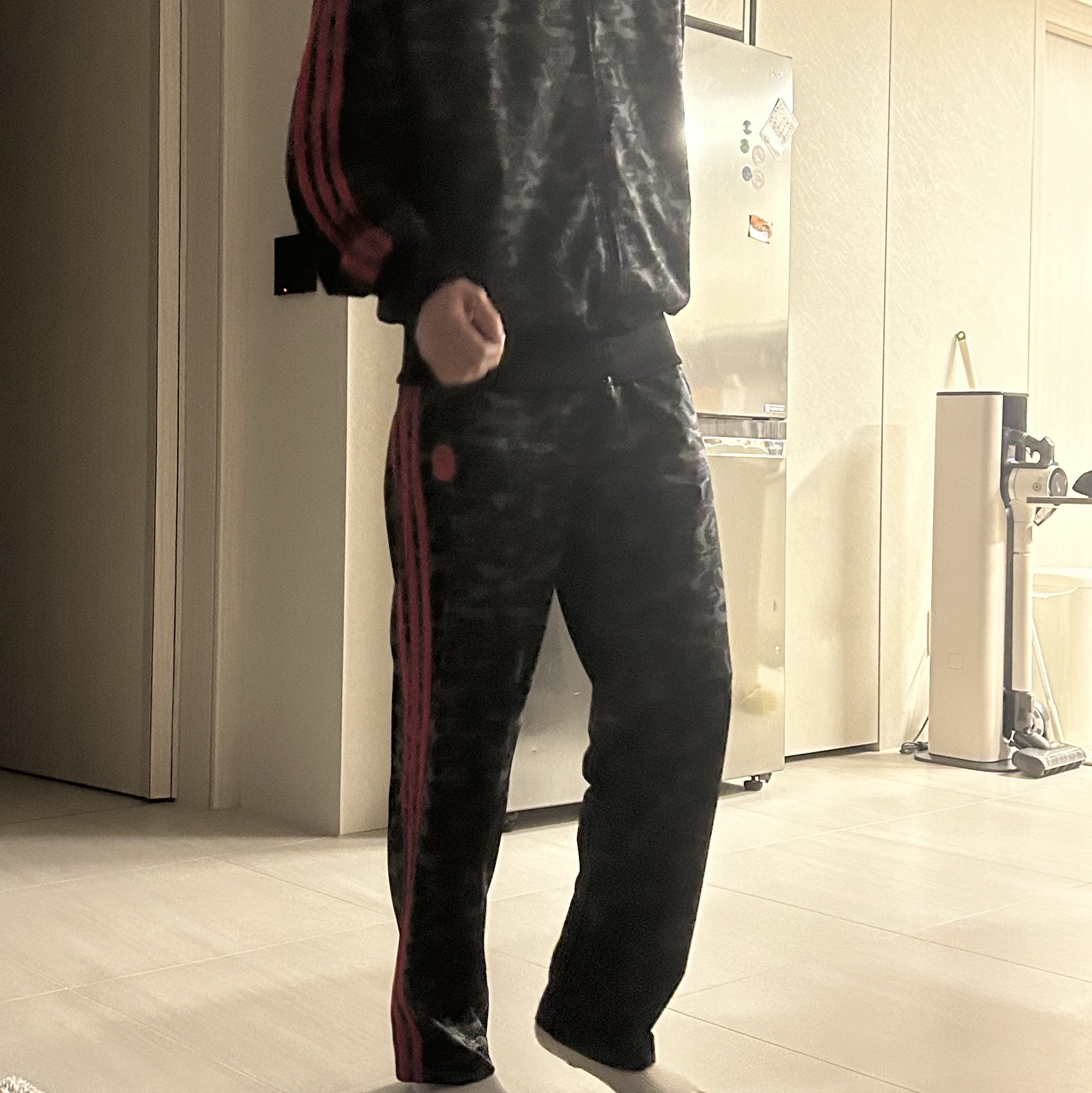 Adidas x BAPE Allover Print Track Top Black - KR Sizing, Adidas x BAPE Firebird Track Pants Black - KR Sizing 착용 스타일 - 2