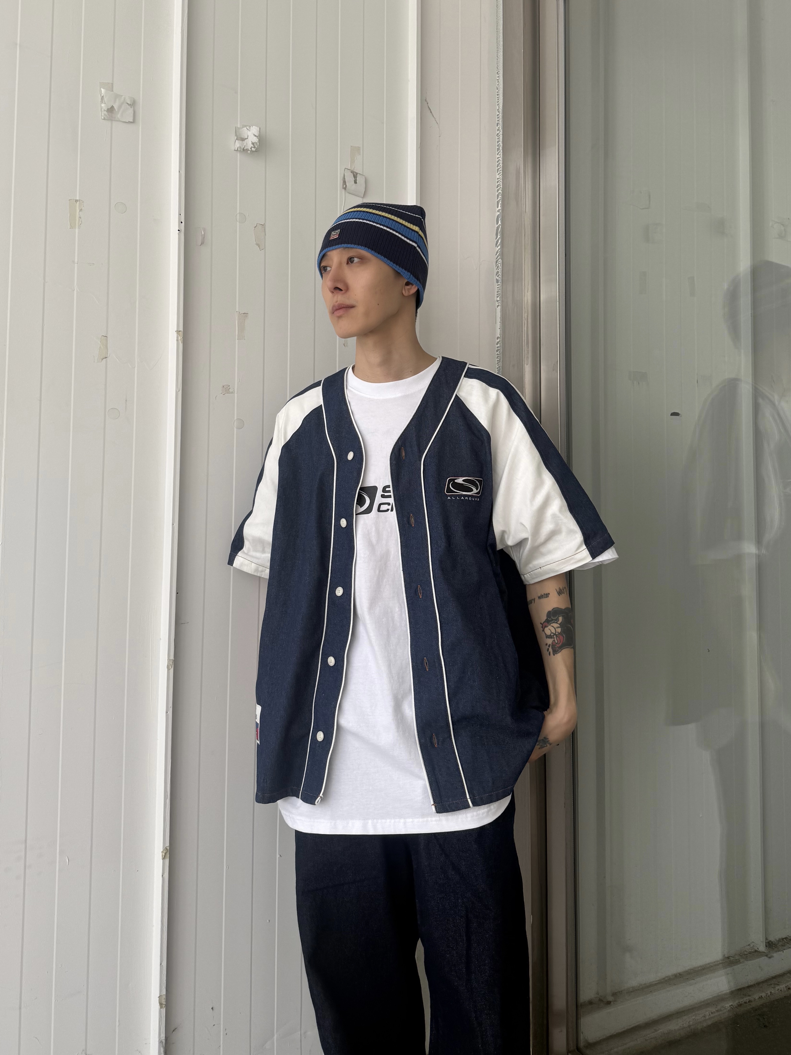 SPORT CHAMBER SC Flash Baseball Jersey Blue, SPORT CHAMBER SC Stripe Beanie Navy 착용 스타일 - 2
