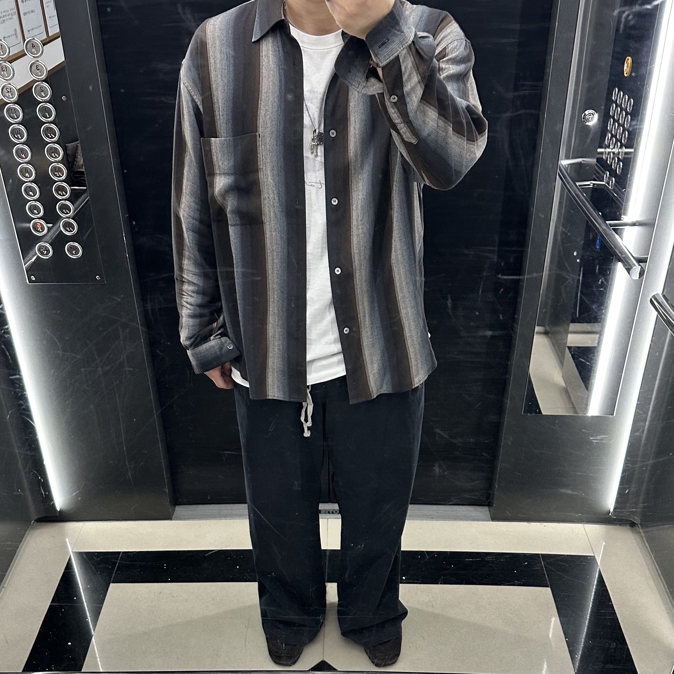 Polyteru Human Index Human Pajama Pants Ink, Polyteru HANK 1/2 Graphic T-Shirt 'Starmie' White 착용 스타일