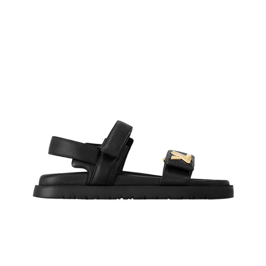 (W) Louis Vuitton LV Sunset Flat Comfort Sandal Black