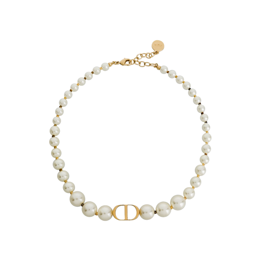 N1116MTGRS-D301 Dior CD Montaigne Choker Necklace Pearly White Champagne Gold