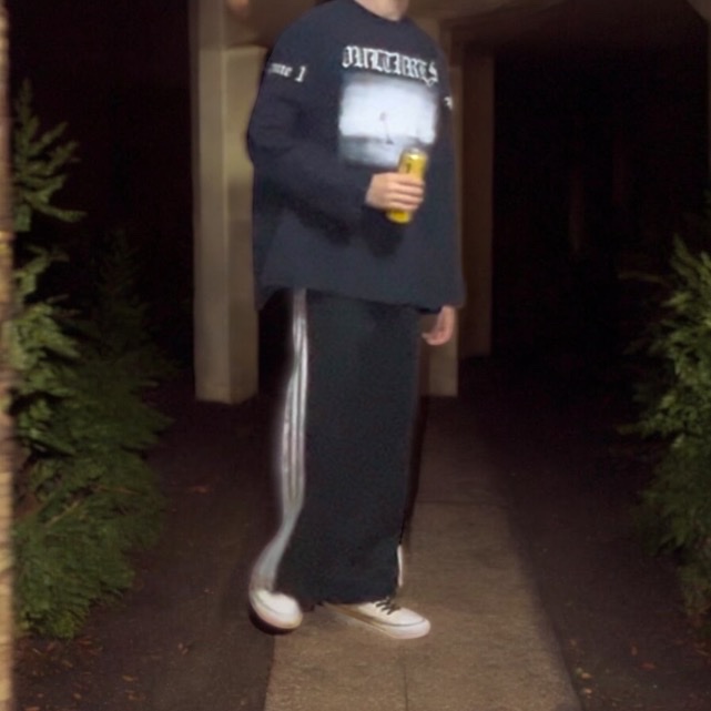 Yeezy Vultures Long T-Shirt Black, (W) Adidas Primeblue Relaxed Wide Leg Pants Black - KR Sizing 착용 스타일 - 3