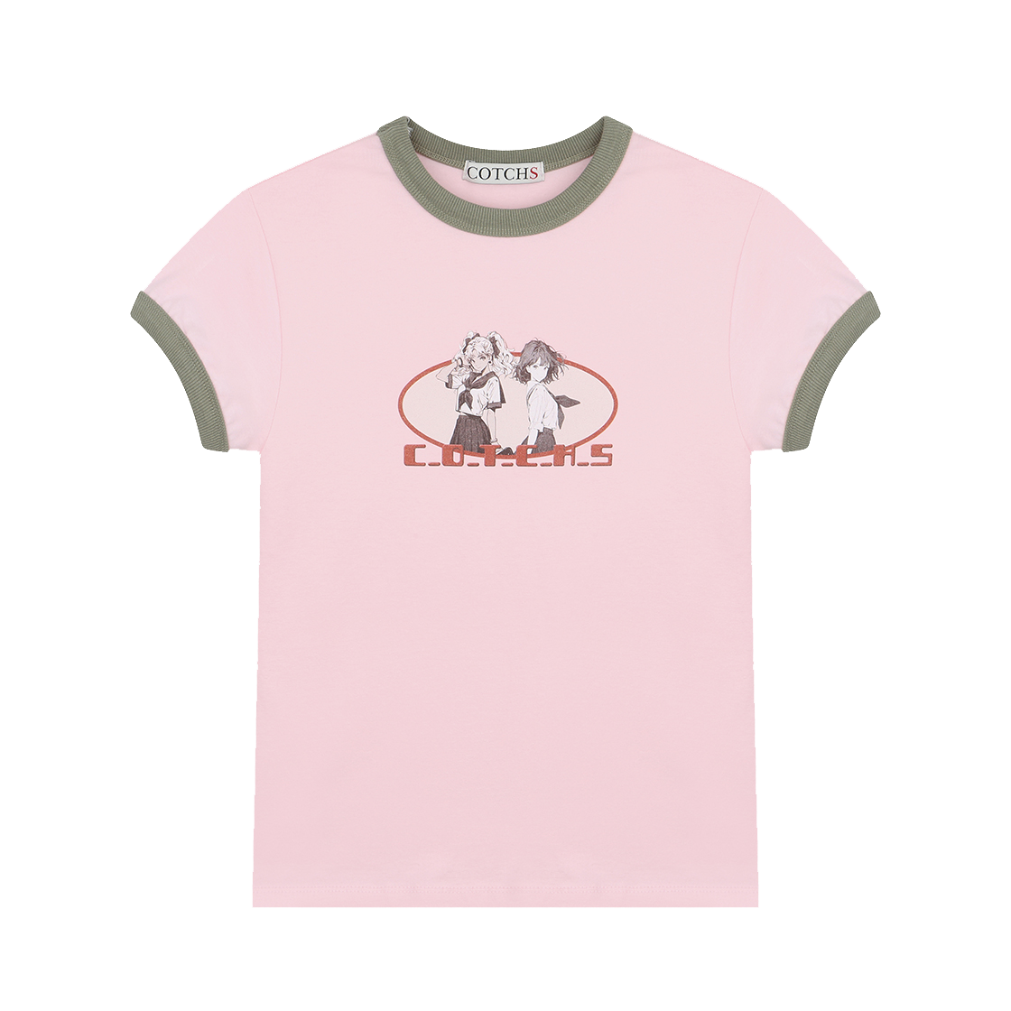 카치스 걸스 링거 티셔츠_핑크(Cotchs GGirls Ringer tee_pink)
