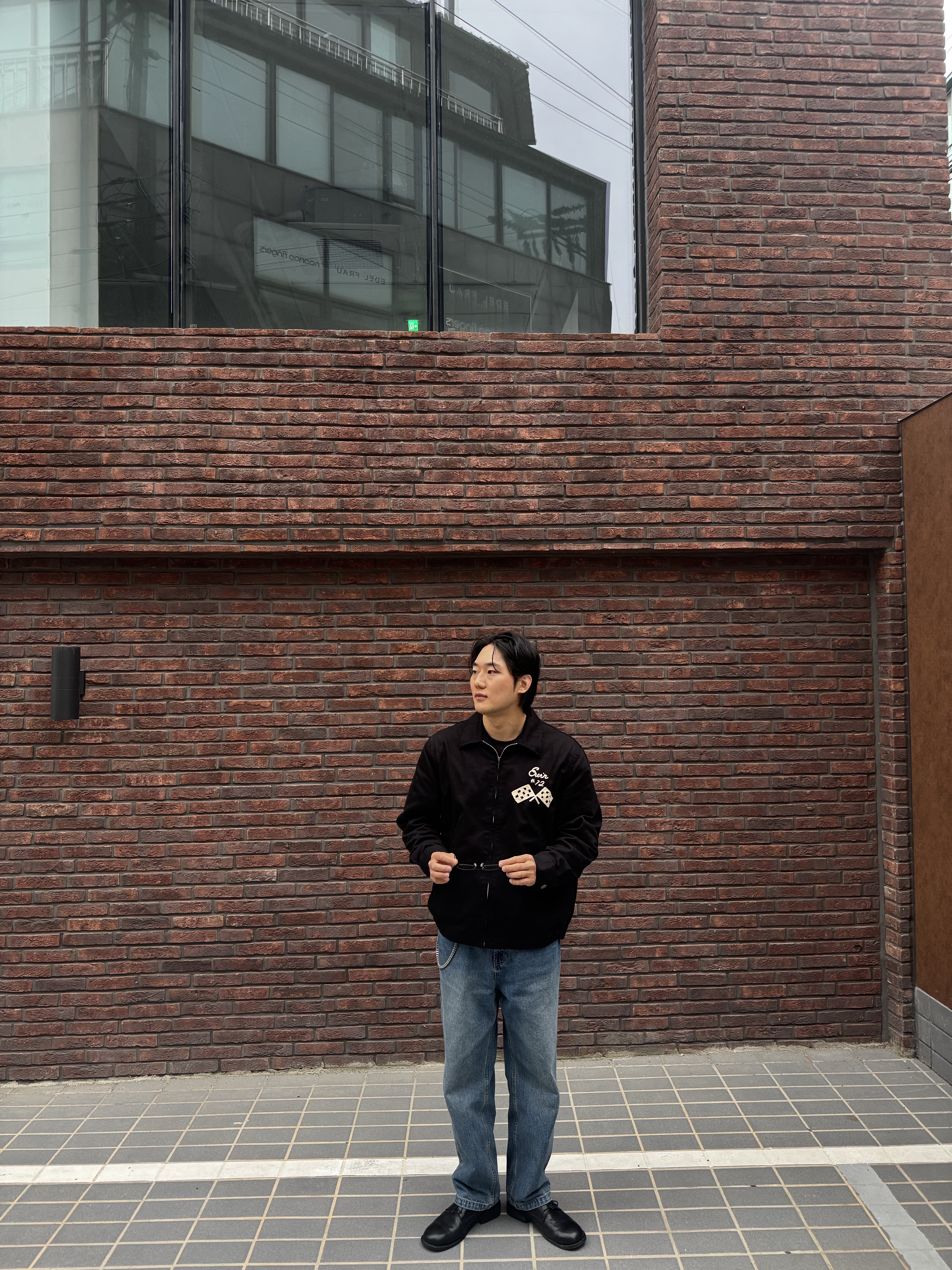 Houston Japan EMB Harrington Jacket  Black 51475BK 착용 스타일