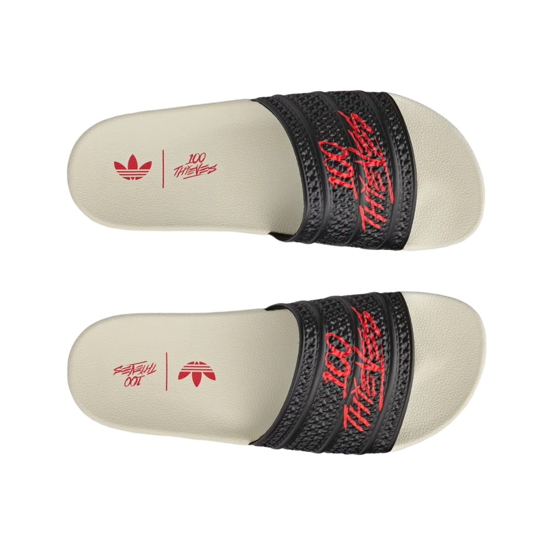 아디다스 x 100 띠브스 아딜렛 코어 블랙 레드(Adidas x 100 Thieves Adilette Core Black Red) - 2