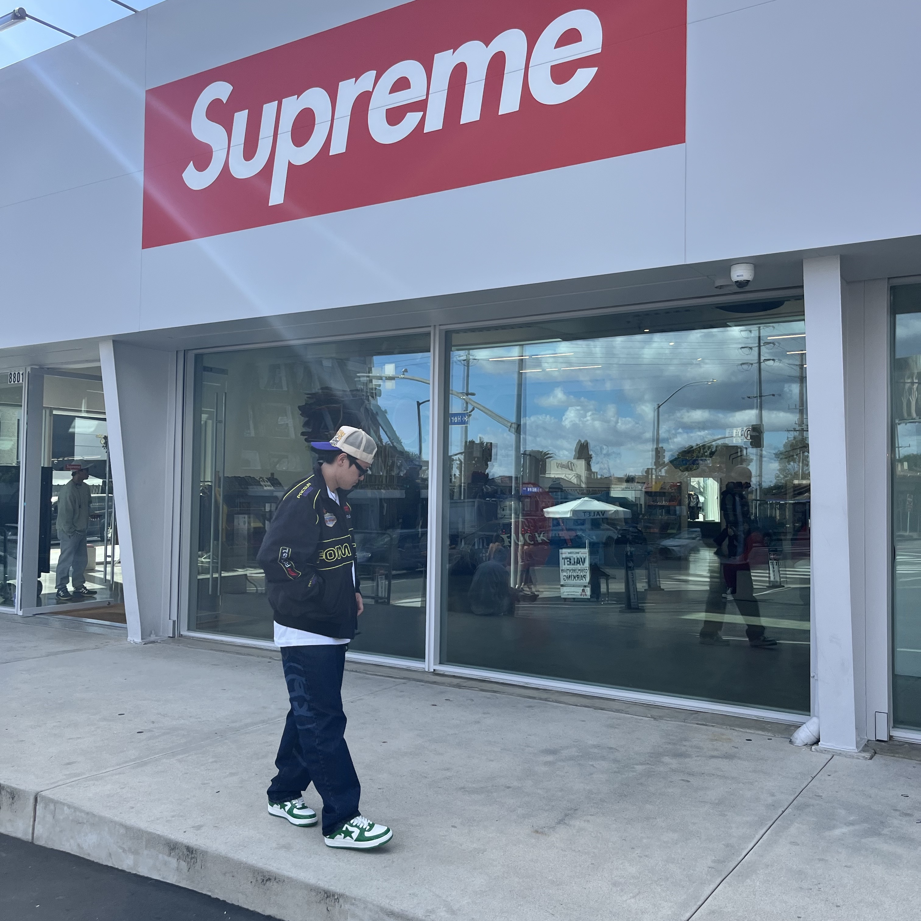 Stussy SS Link Big OL' Jean One Wash, BAPE Bape Sta Low Green White 착용 스타일 - 2