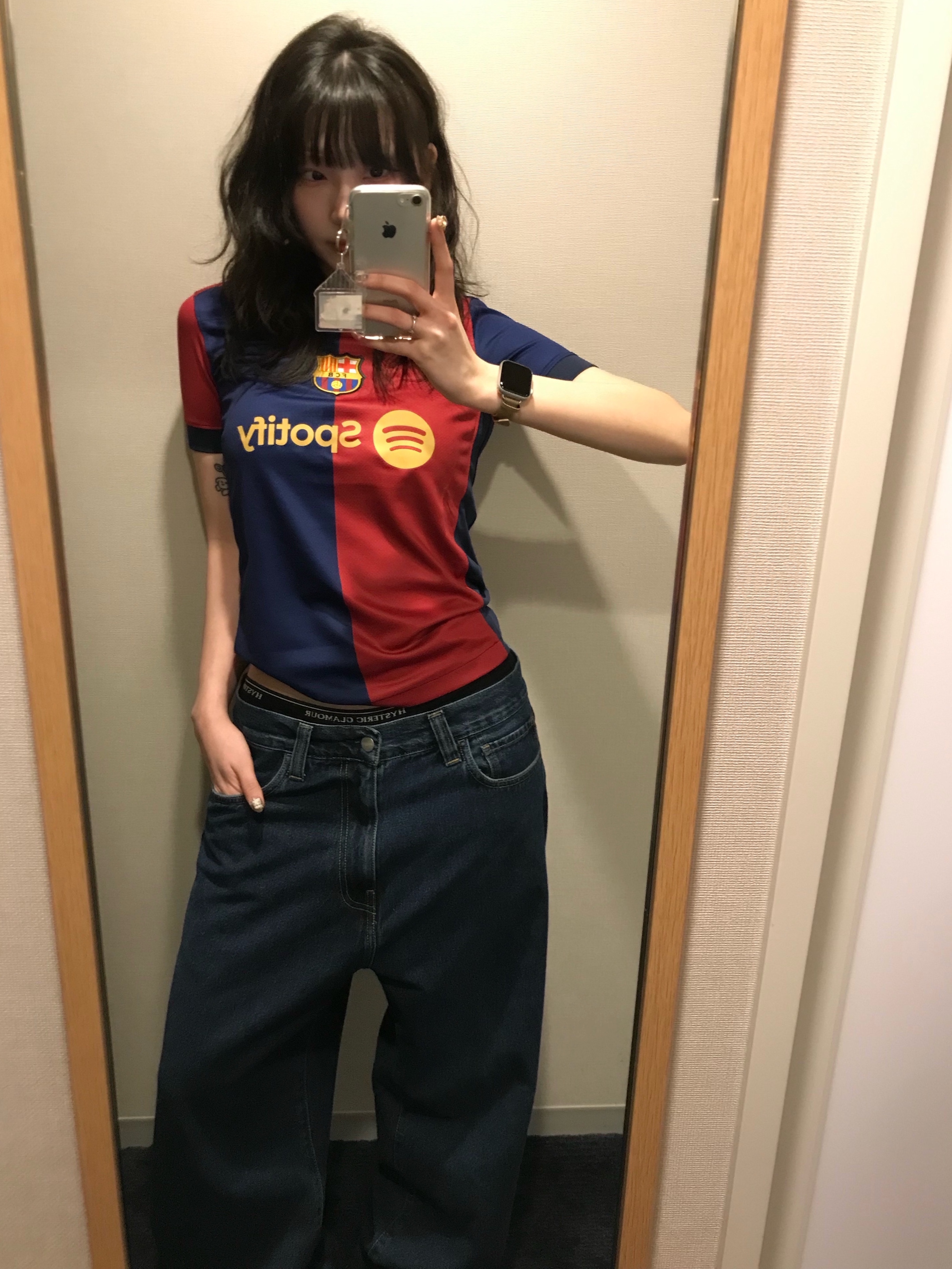 Nike FC Barcelona 2024/25 Dri-Fit Stadium Home Jersey Deep Royal Blue Noble Red (Non Marking Ver.), Hysteric Glamour Speedster Boxer Brief Black 착용 스타일 - 1