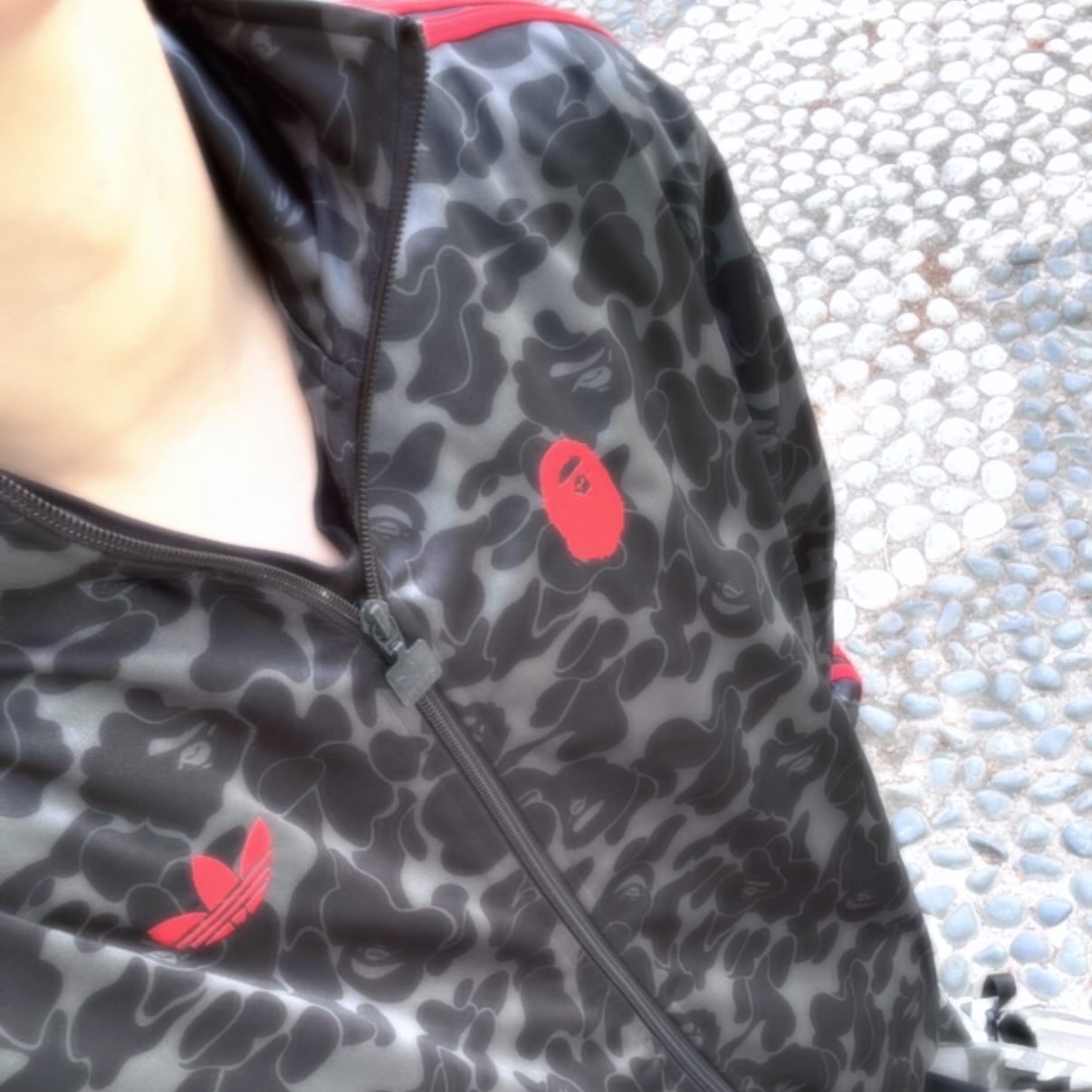 Adidas x BAPE Allover Print Track Top Black - KR Sizing 착용 스타일