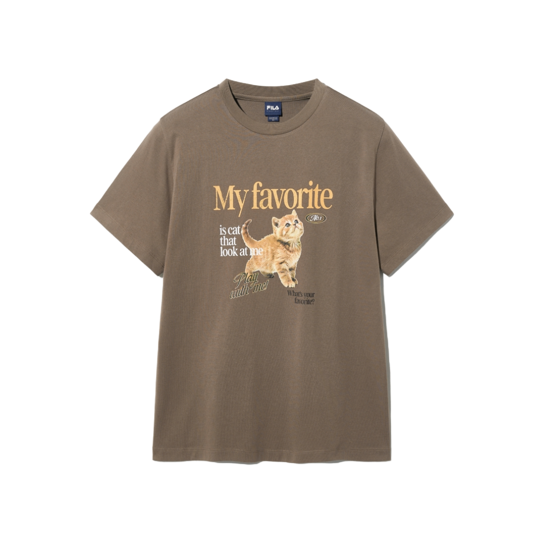 [6% 적립] 휠라 [MY 티셔츠] 오버핏 고양이 티셔츠 브라운