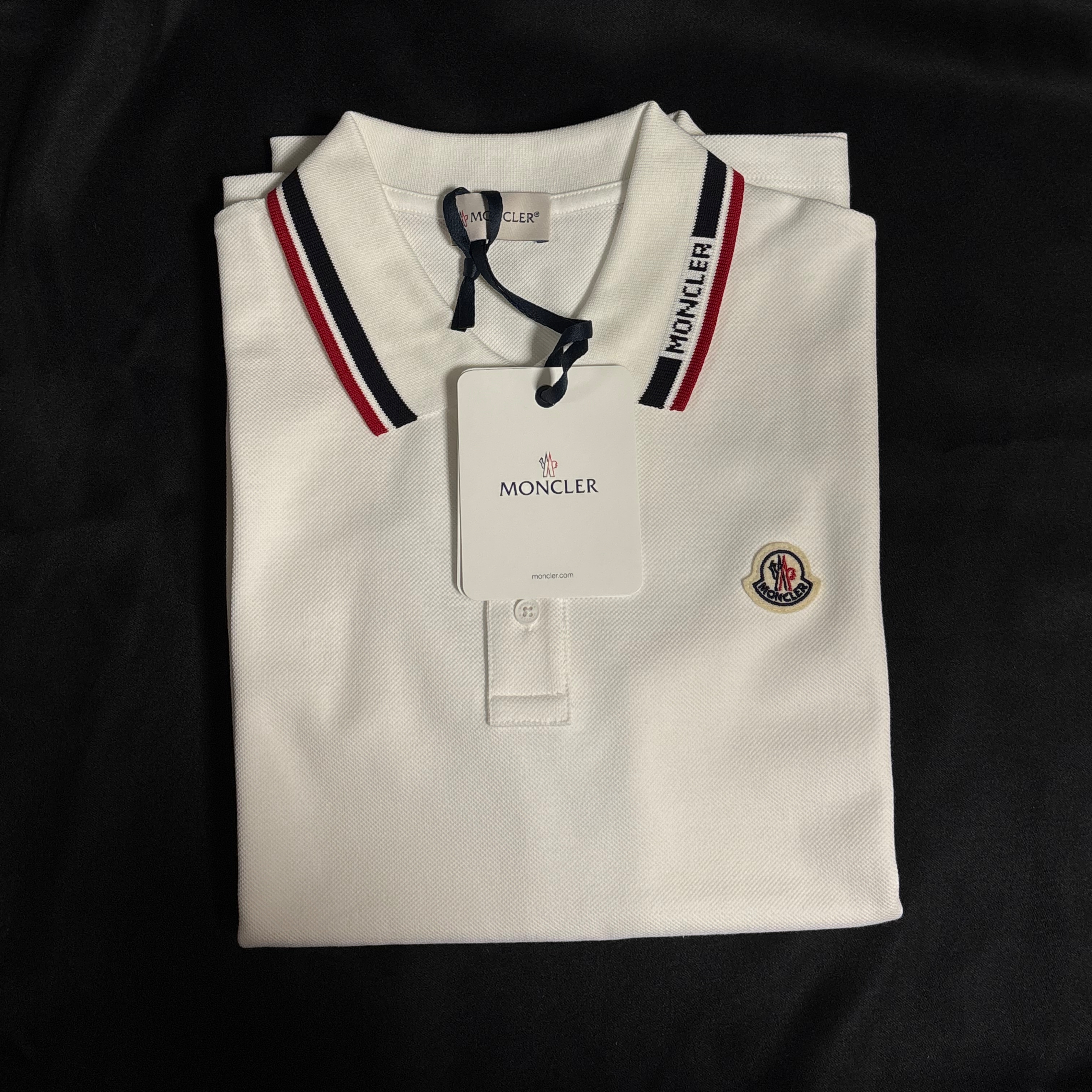 (Kids) Moncler 3 Color Trim Cotton Piquet Polo Shirt White - 25SS 착용 스타일