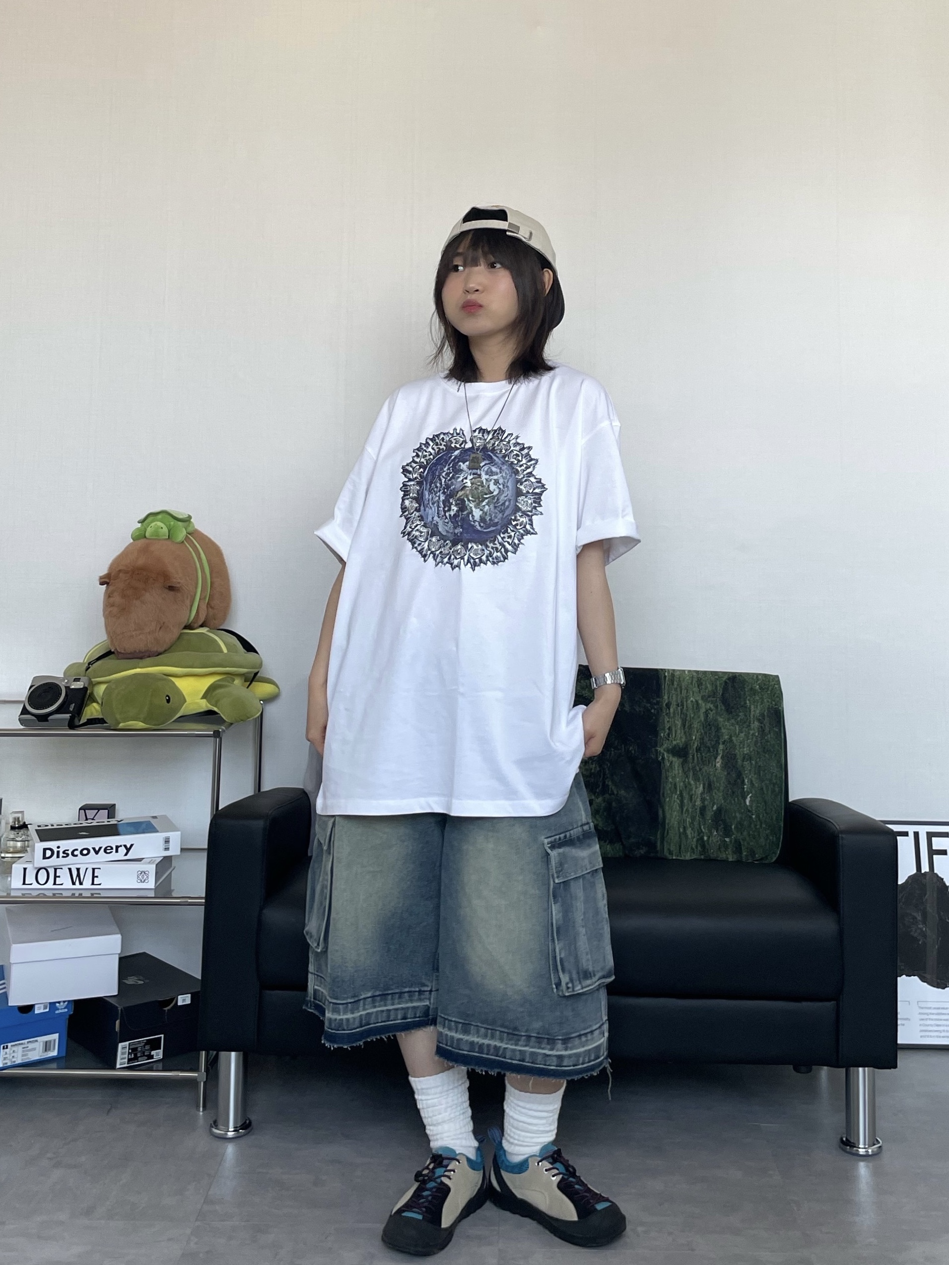 (W) Keen Jasper Rocks SP Sneakers Beige, Hello Sunrise Two Tone Washed OG Logo 6Panel Cap Beige & Vintage Blue 착용 스타일 - 3