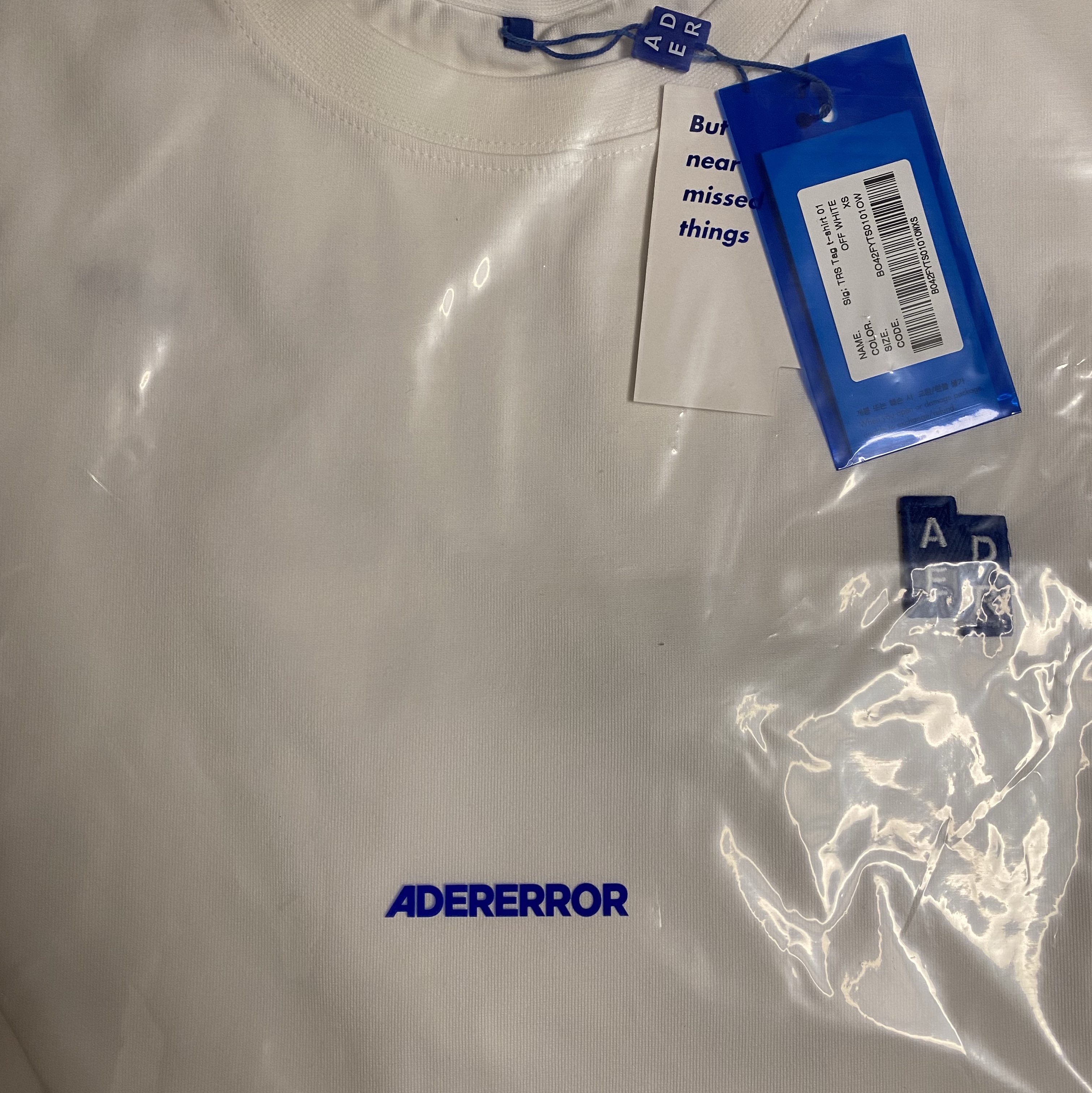 Ader Error Sig; TRS/BL Tag T-Shirt 01 Off White 착용 스타일