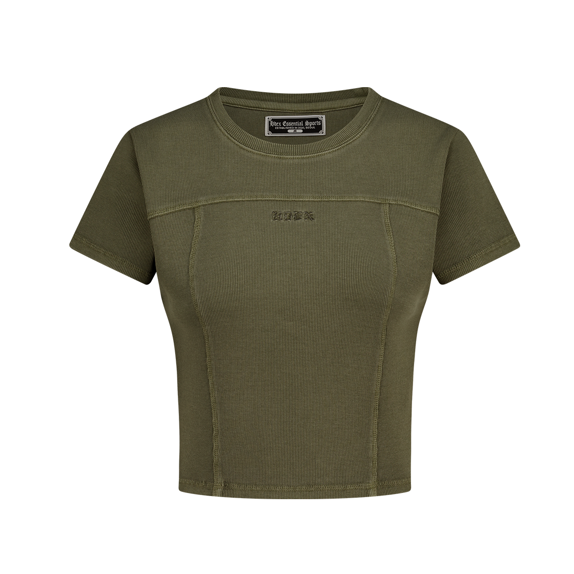 H252WLCTS04PKH HDEX Essential Ribbed Pigment Crop Short Sleeve Pigment Khaki