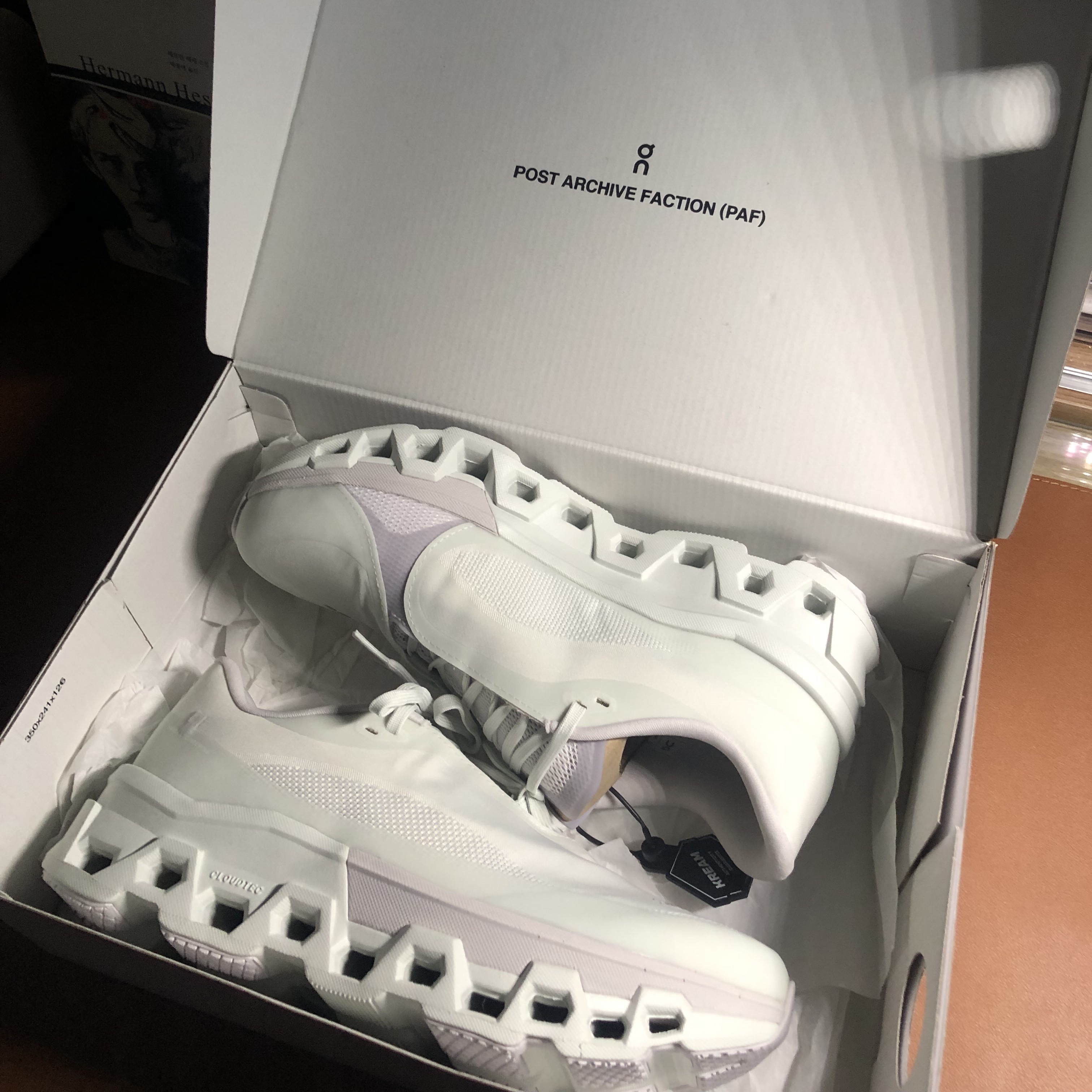 On Running x Post Archive Faction (Paf) Cloudmonster 2 Vapor Frost 착용 스타일 - 1