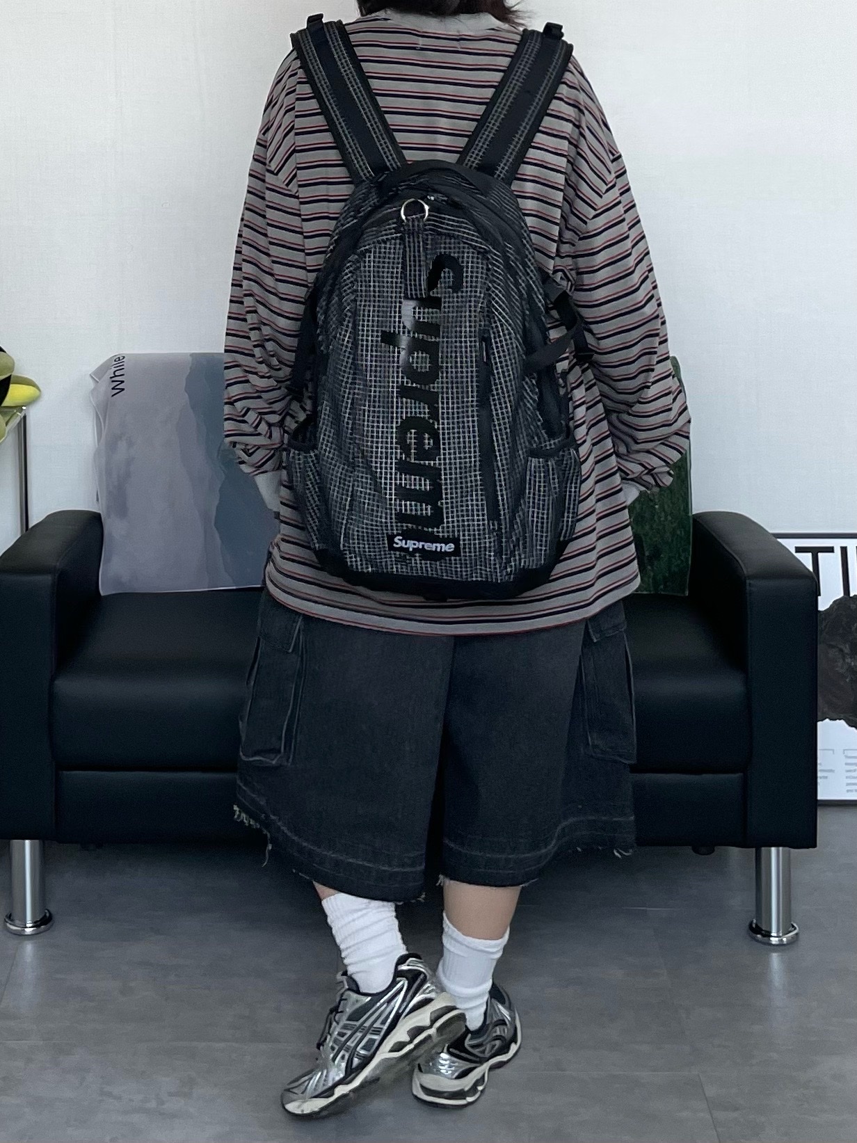 Supreme Pigment Canvas S Logo 6-Panel Black - 23SS, Asics Unlimited Gel-Kayano 14 Carrier Grey Black 착용 스타일 - 7