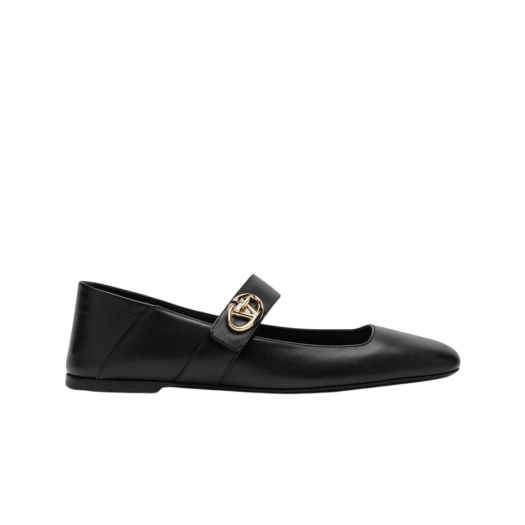 (W) Valentino Vlogo Locker Ballerina Black