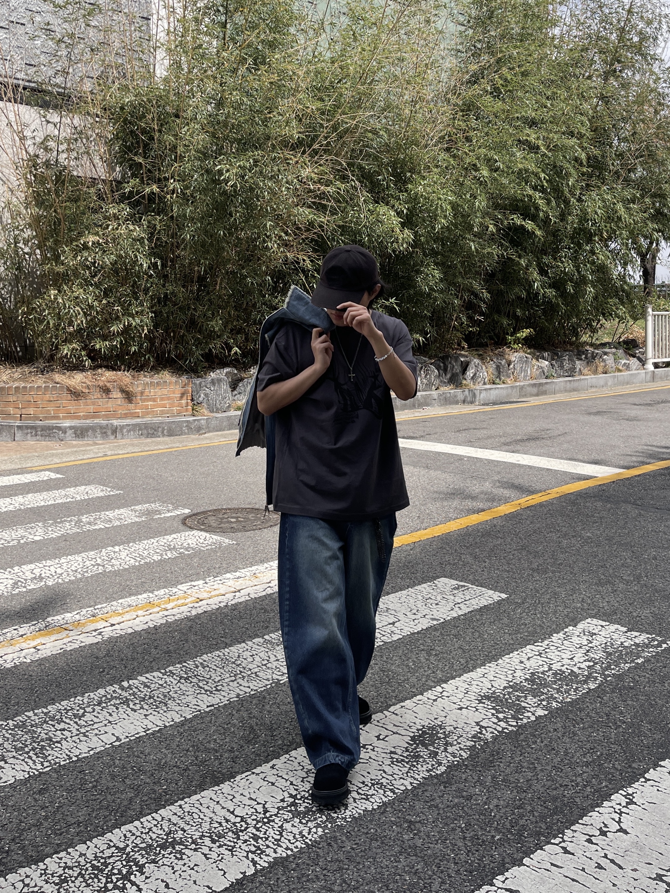 noun Corduroy Denim Pants Blue 착용 스타일 - 1