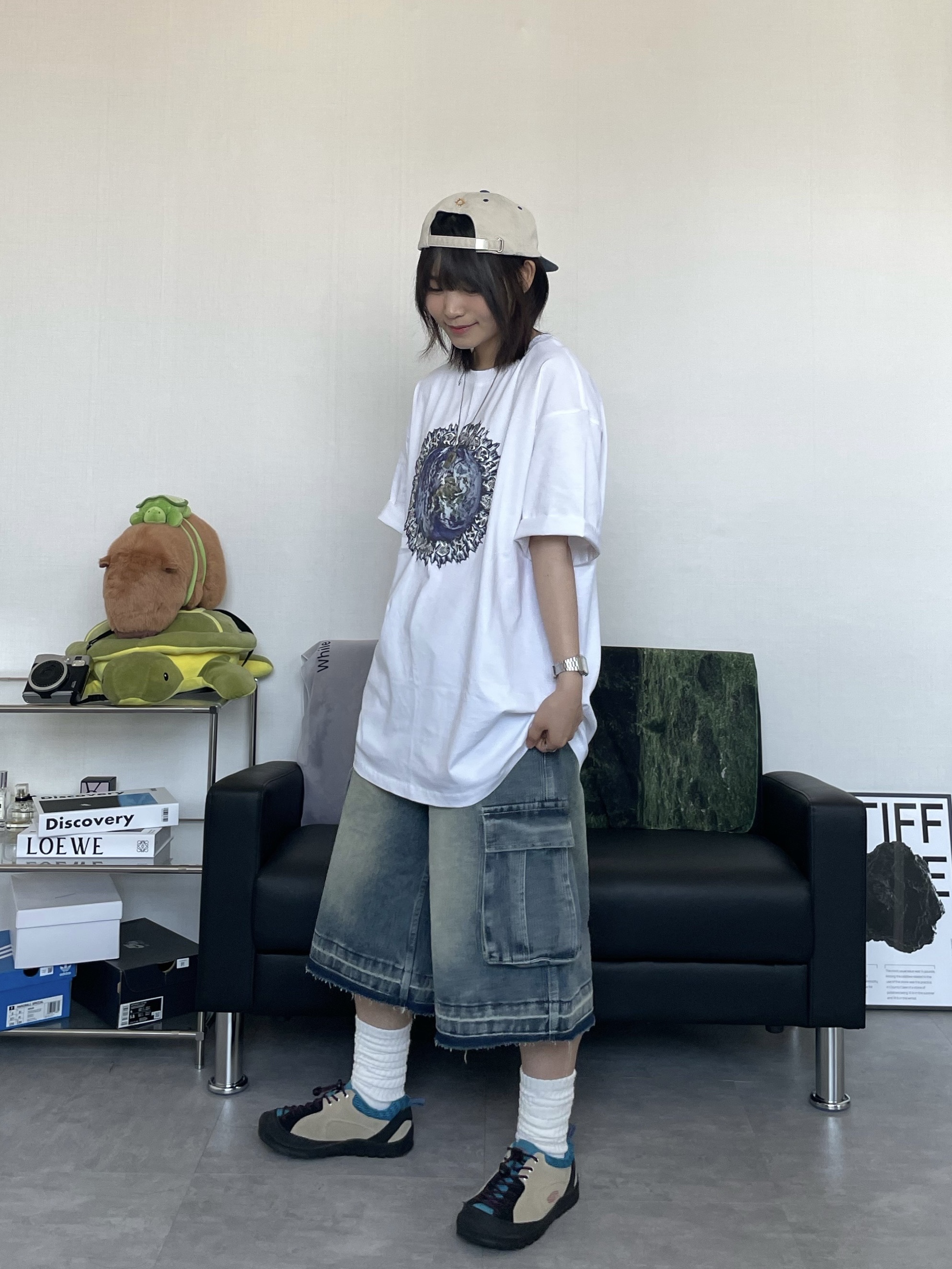 (W) Keen Jasper Rocks SP Sneakers Beige, Hello Sunrise Two Tone Washed OG Logo 6Panel Cap Beige & Vintage Blue 착용 스타일 - 2
