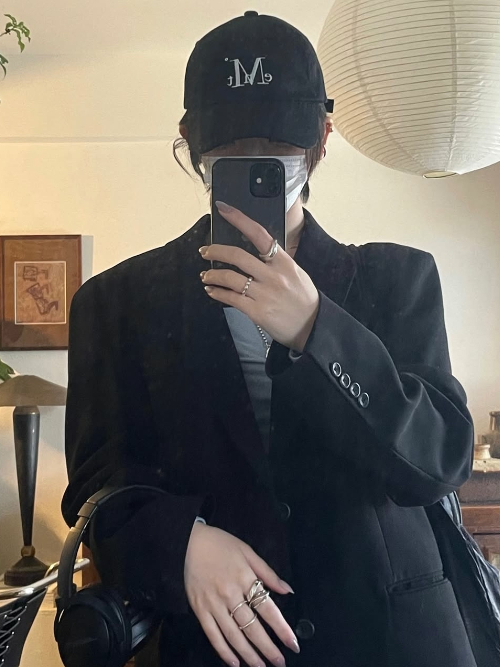 MUCENT Signature Ballcap Black 착용 스타일 - 2