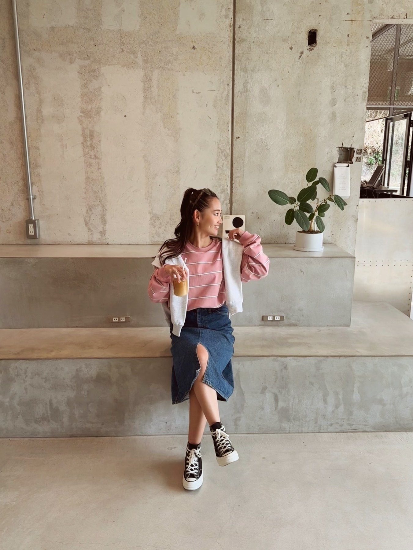 [KREAM 단독] California General Store Organic Cotton Border Long Sleeve Pink - 25SS 착용 스타일 - 1