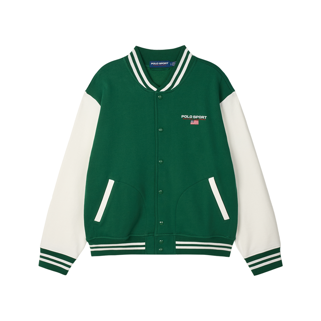KM5BTSWRL98GN [30% 적립] Polo Ralph Lauren Polo Sports Fleece Baseball Jacket Tennis Green Deckwash White - 25SS - 대표 이미지 #1