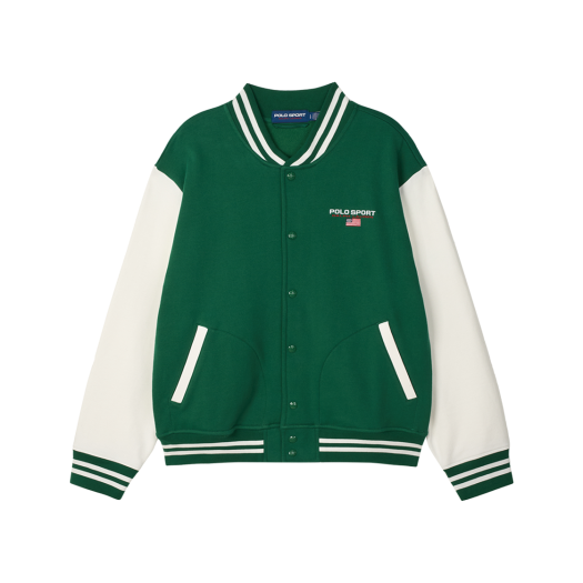 KM5BTSWRL98GN [20% 적립] Polo Ralph Lauren Polo Sports Fleece Baseball Jacket Tennis Green Deckwash White - 25SS
