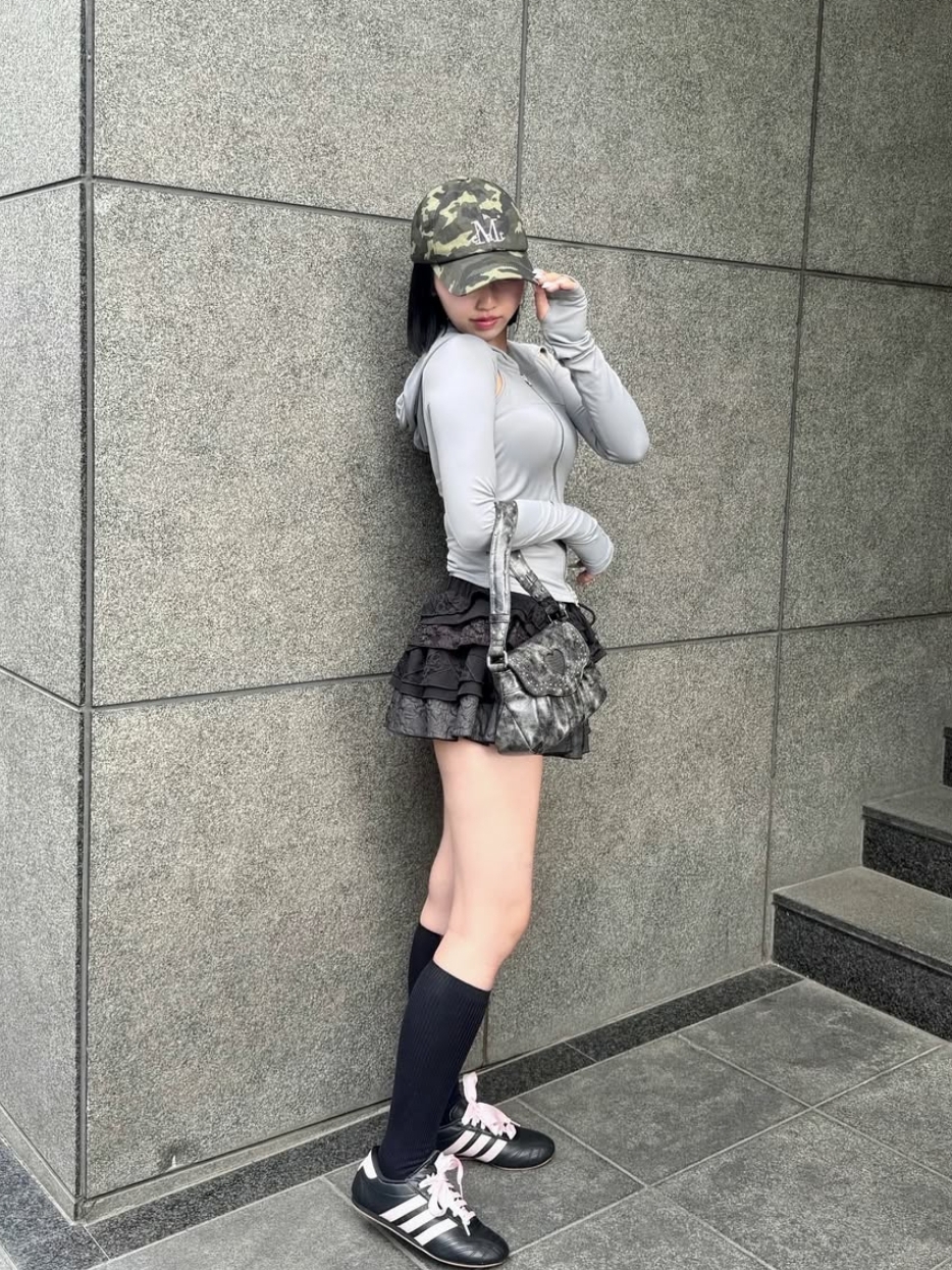 Mucent Signature Camo Ballcap Khaki-Baby Pink 착용 스타일 - 1