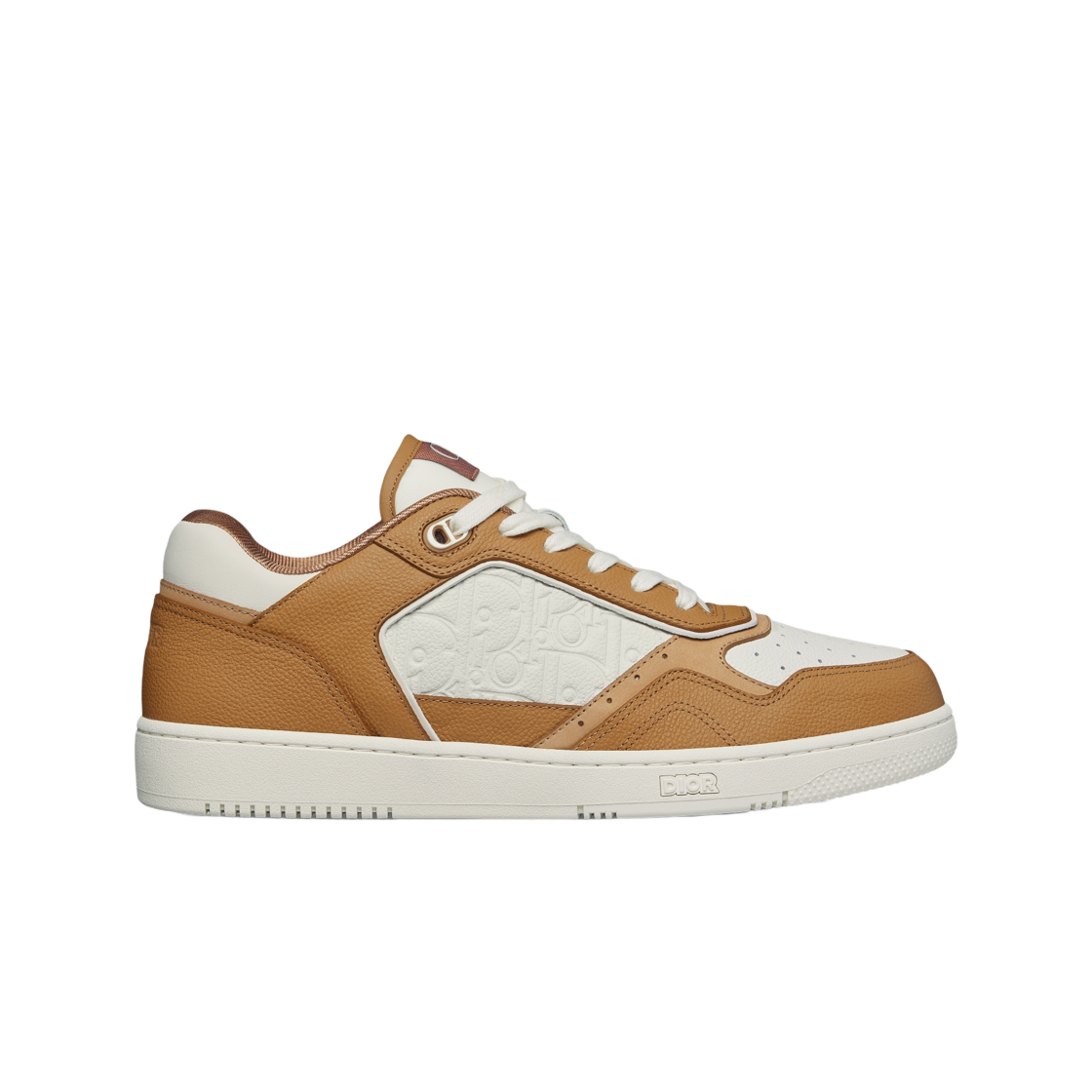 3SN272ZAY-H775 Dior B27 Uptown Low-Top Sneakers Grained Calfskin with White Dior Gravity Leather Cognac White