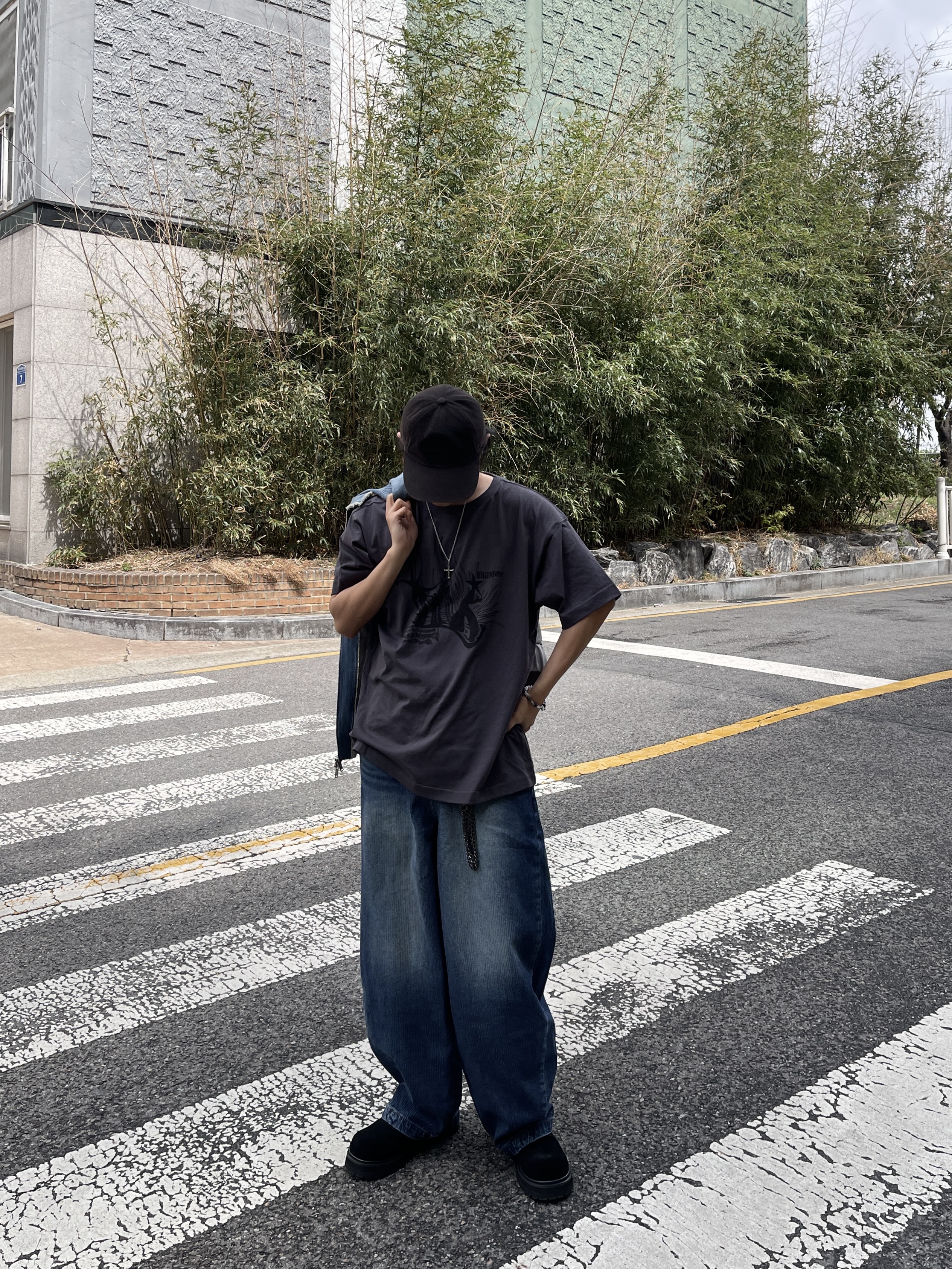 noun Corduroy Denim Pants Blue 착용 스타일 - 2