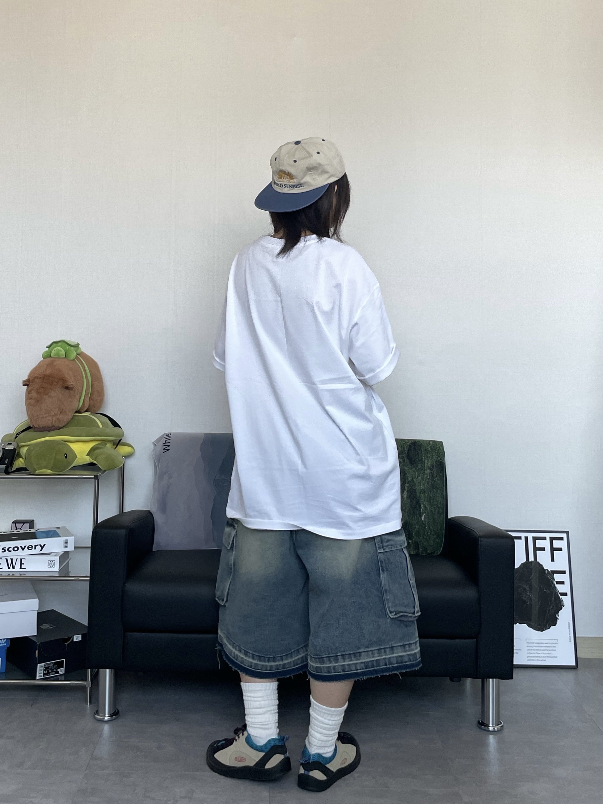 (W) Keen Jasper Rocks SP Sneakers Beige, Hello Sunrise Two Tone Washed OG Logo 6Panel Cap Beige & Vintage Blue 착용 스타일 - 4