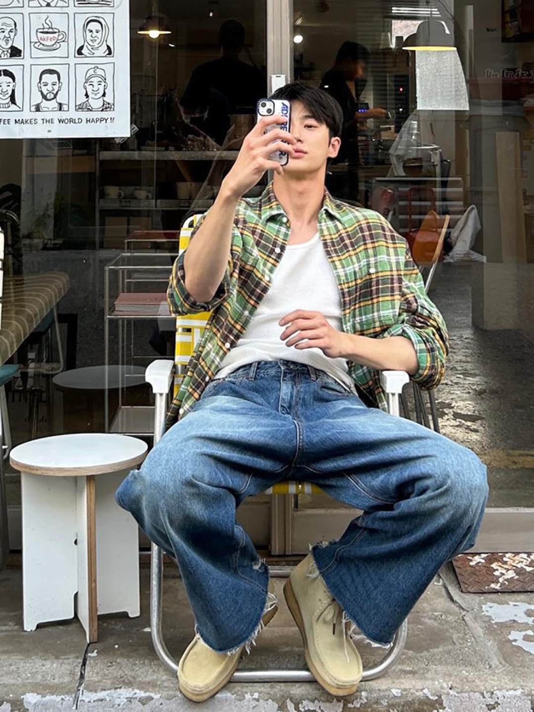 Polo Ralph Lauren Custom Fit Oxford Shirt Blue, Carhartt Loose Fit Heavyweight Regular Short Sleeve Pocket T-Shirt Port 착용 스타일 - 2