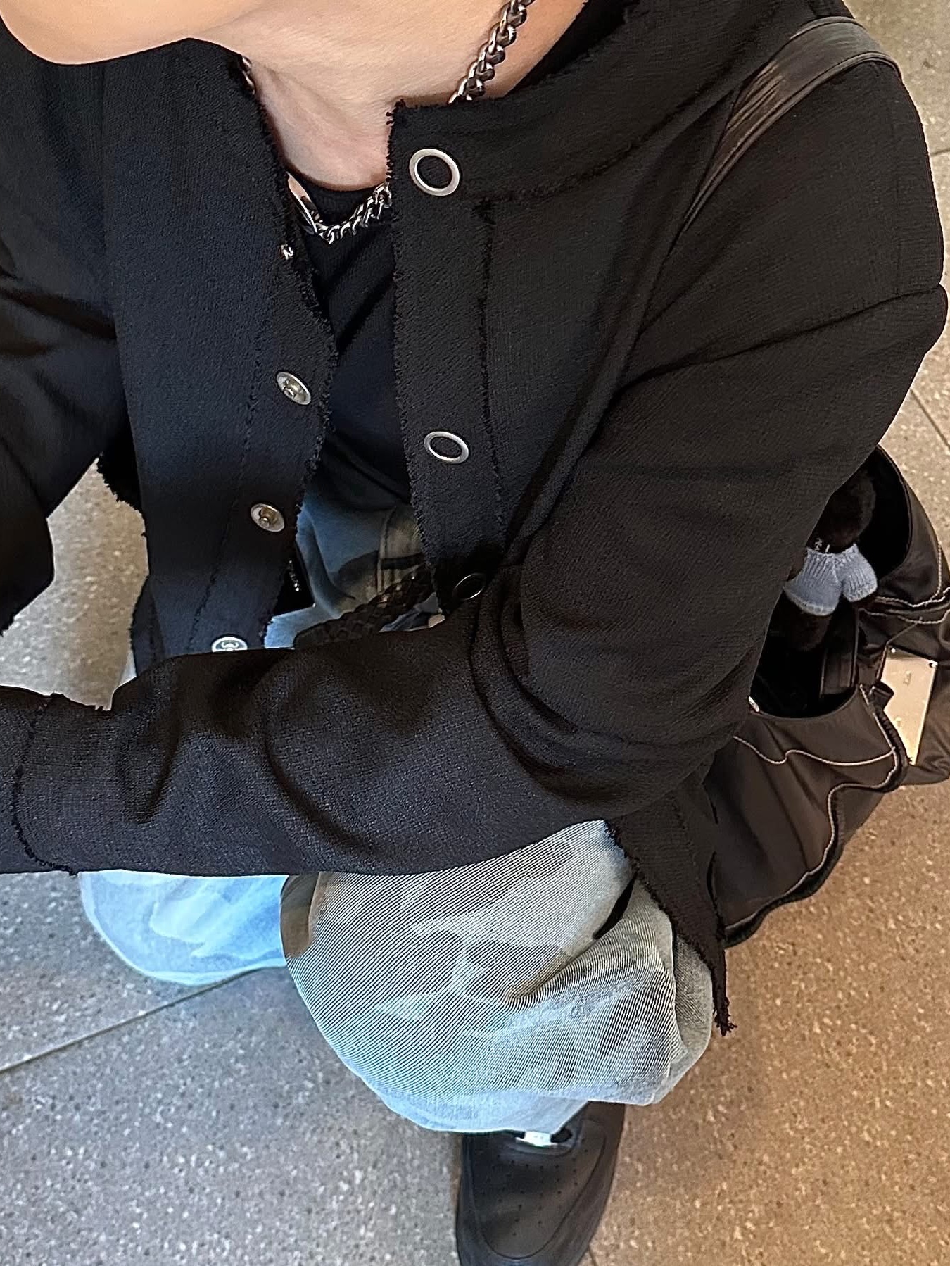 Diesel Dx1509 Stainless Steel Chain Necklace Silver, Nike Air Force 1 '07 Low Triple Black 착용 스타일 - 10