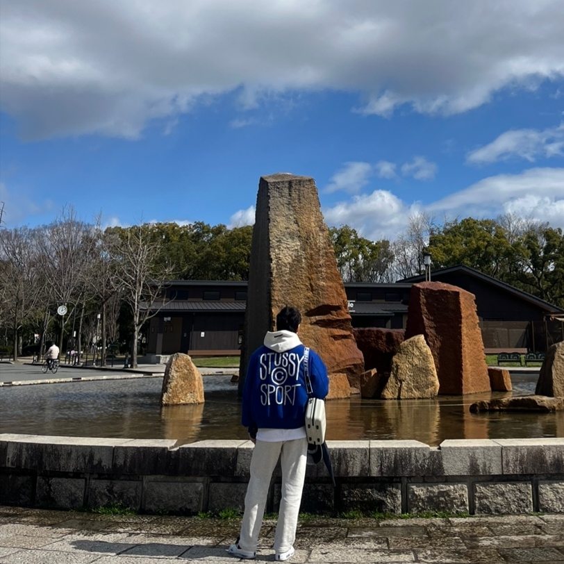 Essentials The Core Collection Hoodie Light Oatmeal, Stussy Sport Melton Varsity Jacket Royal 착용 스타일 - 1