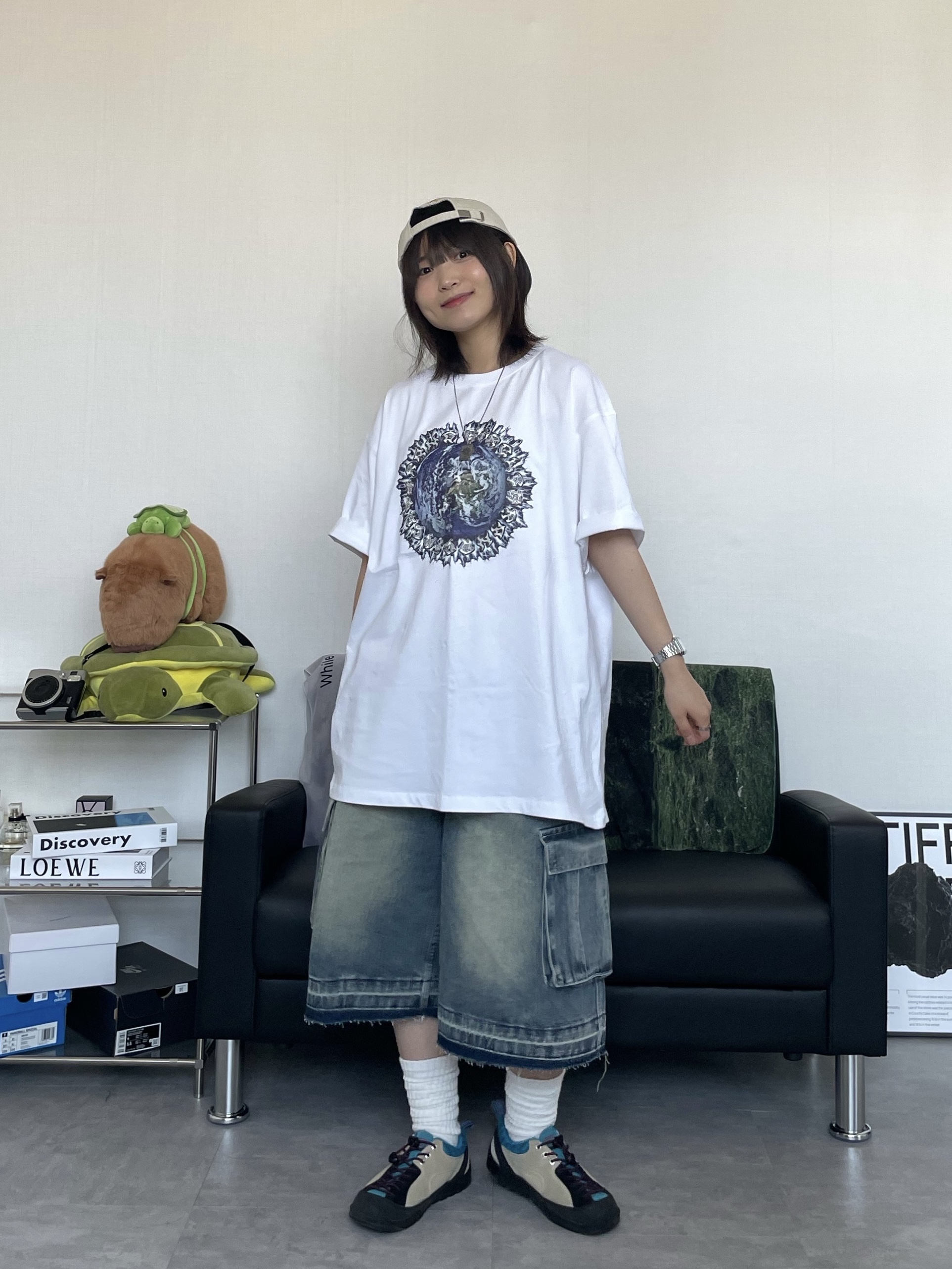 (W) Keen Jasper Rocks SP Sneakers Beige, Hello Sunrise Two Tone Washed OG Logo 6Panel Cap Beige & Vintage Blue 착용 스타일 - 1