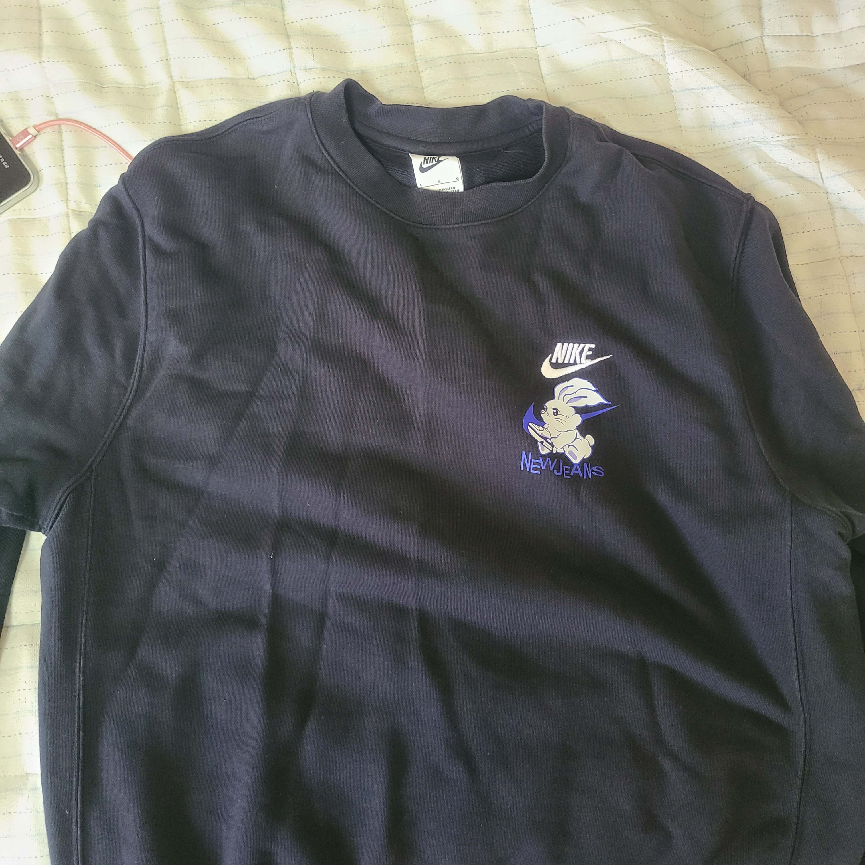 Nike NSW Club French Terry Crew Sweatshirt Black - Asia 착용 스타일