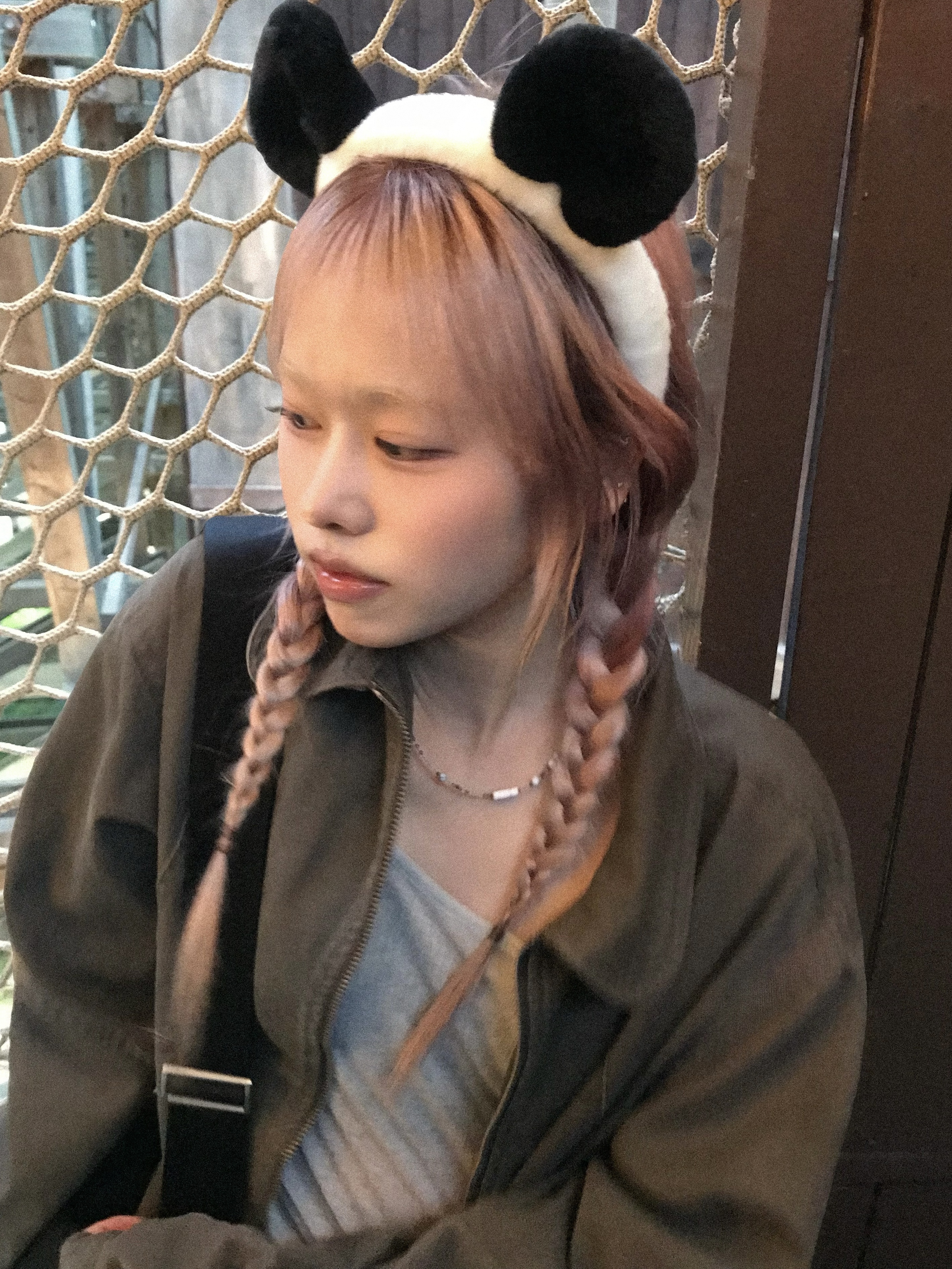 COYSEIO Round Collar Stitch Jacket Cocoa 착용 스타일 - 1