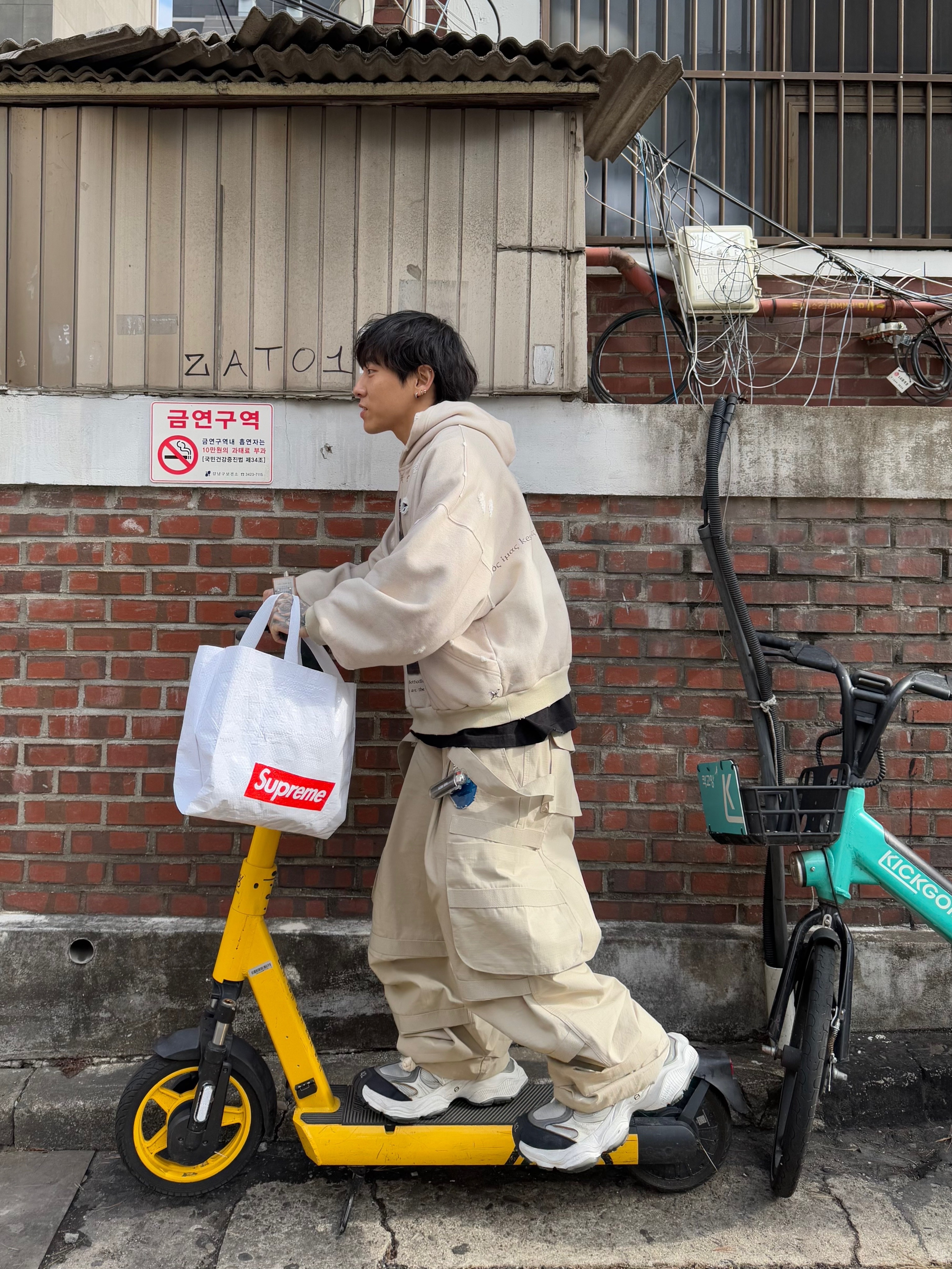 Wapworks Hard Knocks Cargo Pants Dune, Balenciaga Cargo Sneakers White Grey 착용 스타일 - 2