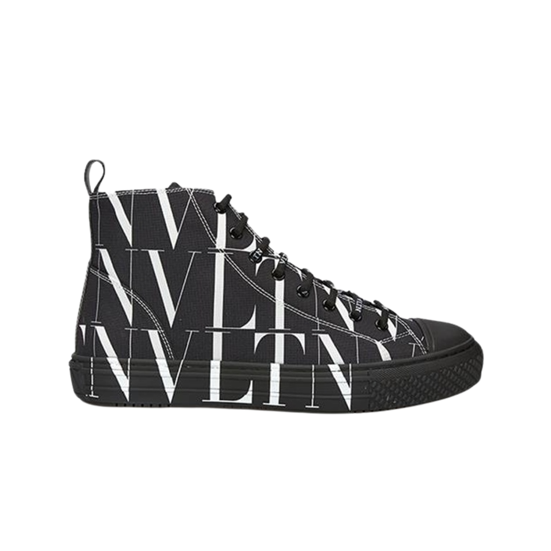 발렌티노 VLTN 지지스 하이탑 패브릭 스니커즈 블랙 화이트(Valentino VLTN Giggies High-Top Fabric Sneakers Black White)