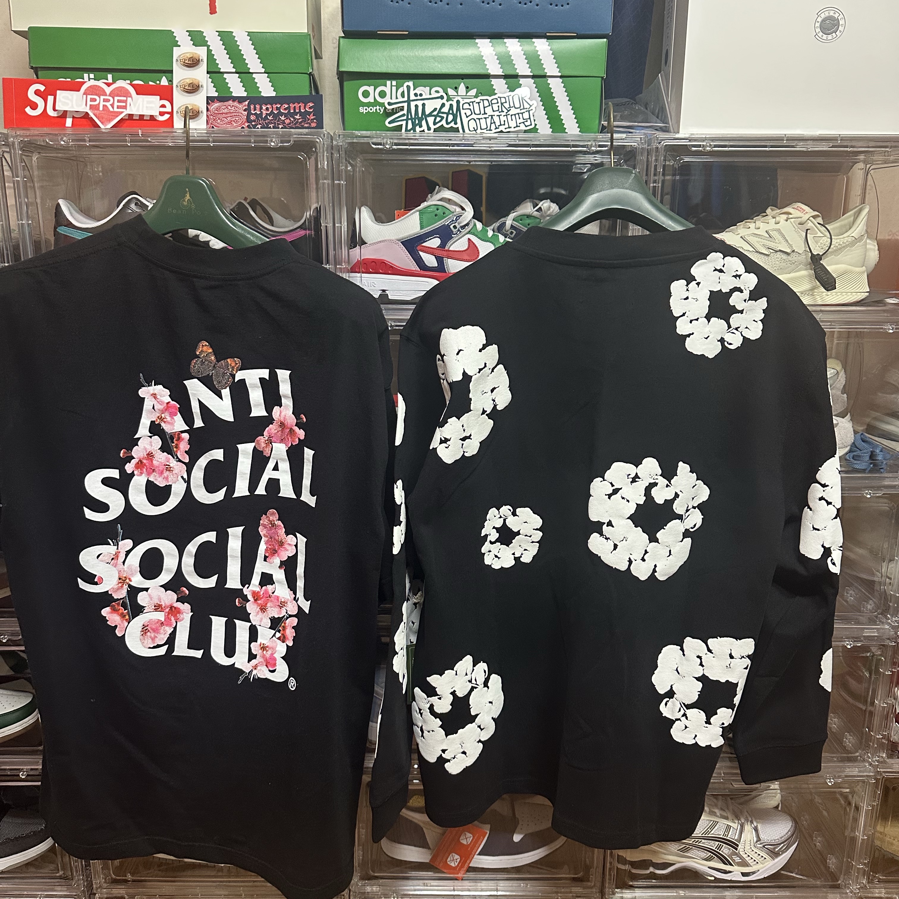 Denim Tears Long Sleeve Cotton Wreath T-Shirt Black 착용 스타일